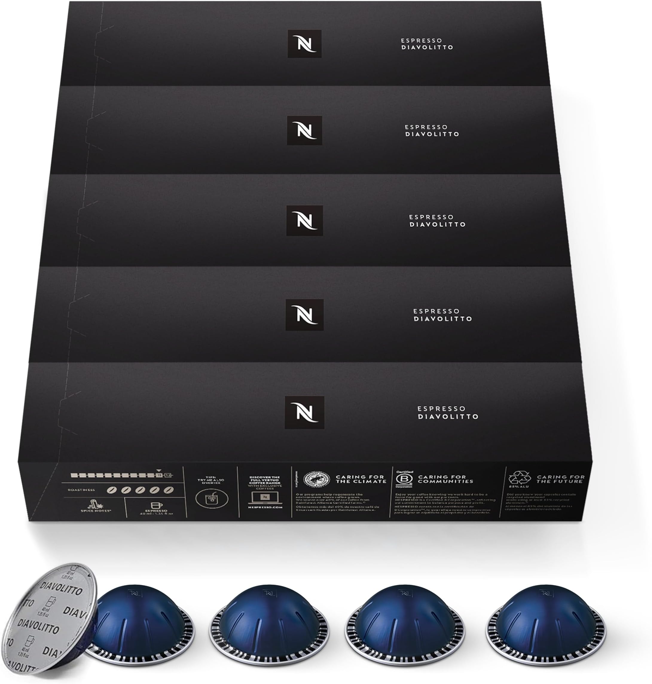 Nespresso VertuoLine Espresso, Diavolitto, 50 Count