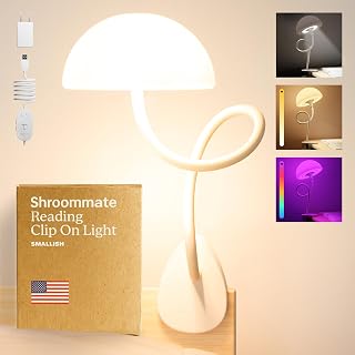 Shroommate Clip-On Bedside Lamp: Multi-Color LED Reading Light for Dorm Beds, Headboards, Desks - Kids Nursery Night Light (White)