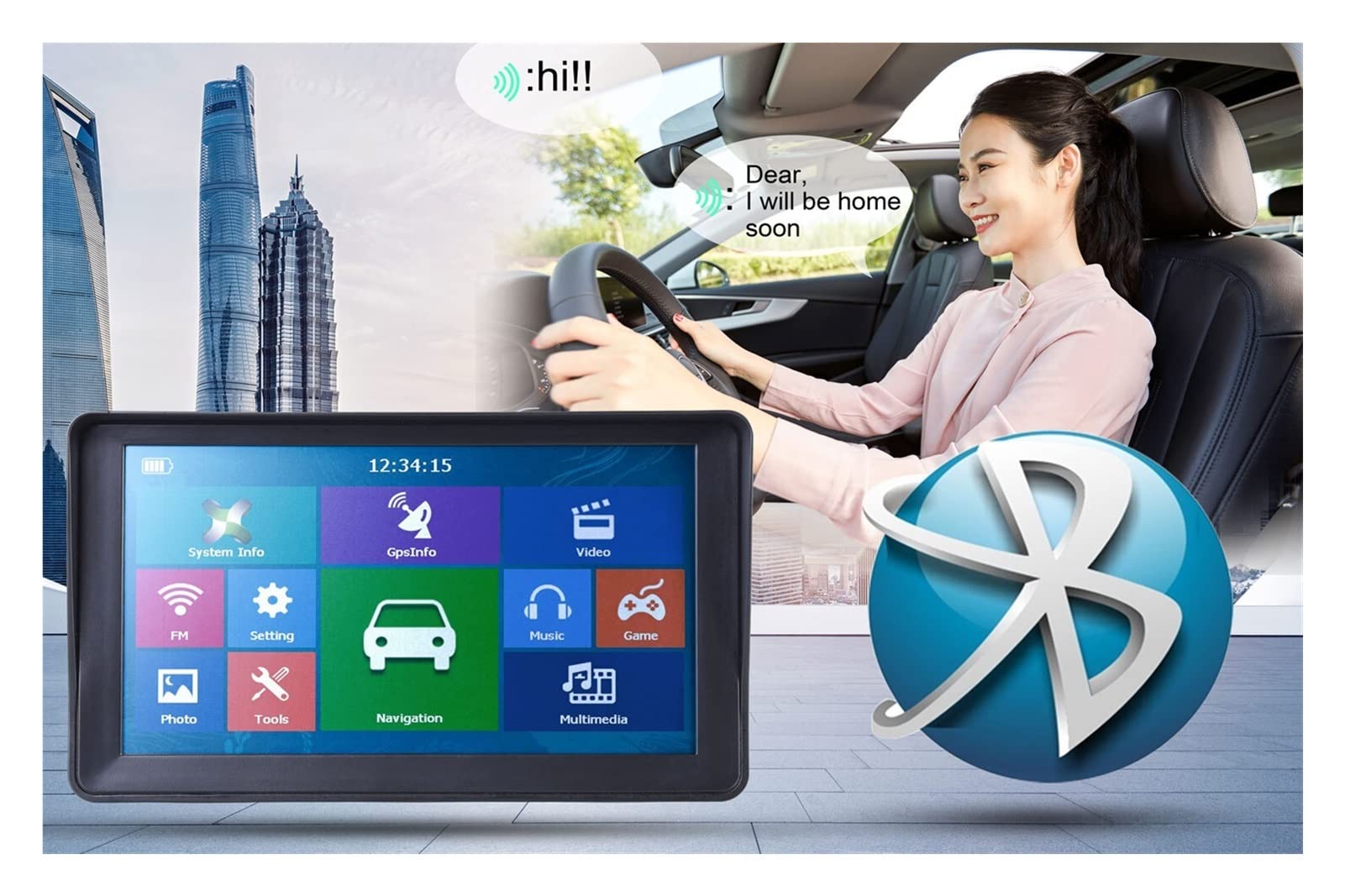 7" HD Coche GPS Navegación 8g RAM 256MB FM Avin Mapa de Europa Sat Nav Camión GPS Navegadores Automóviles para Coche CamióN Autocaravana (Size : 8G256MBSunshade)