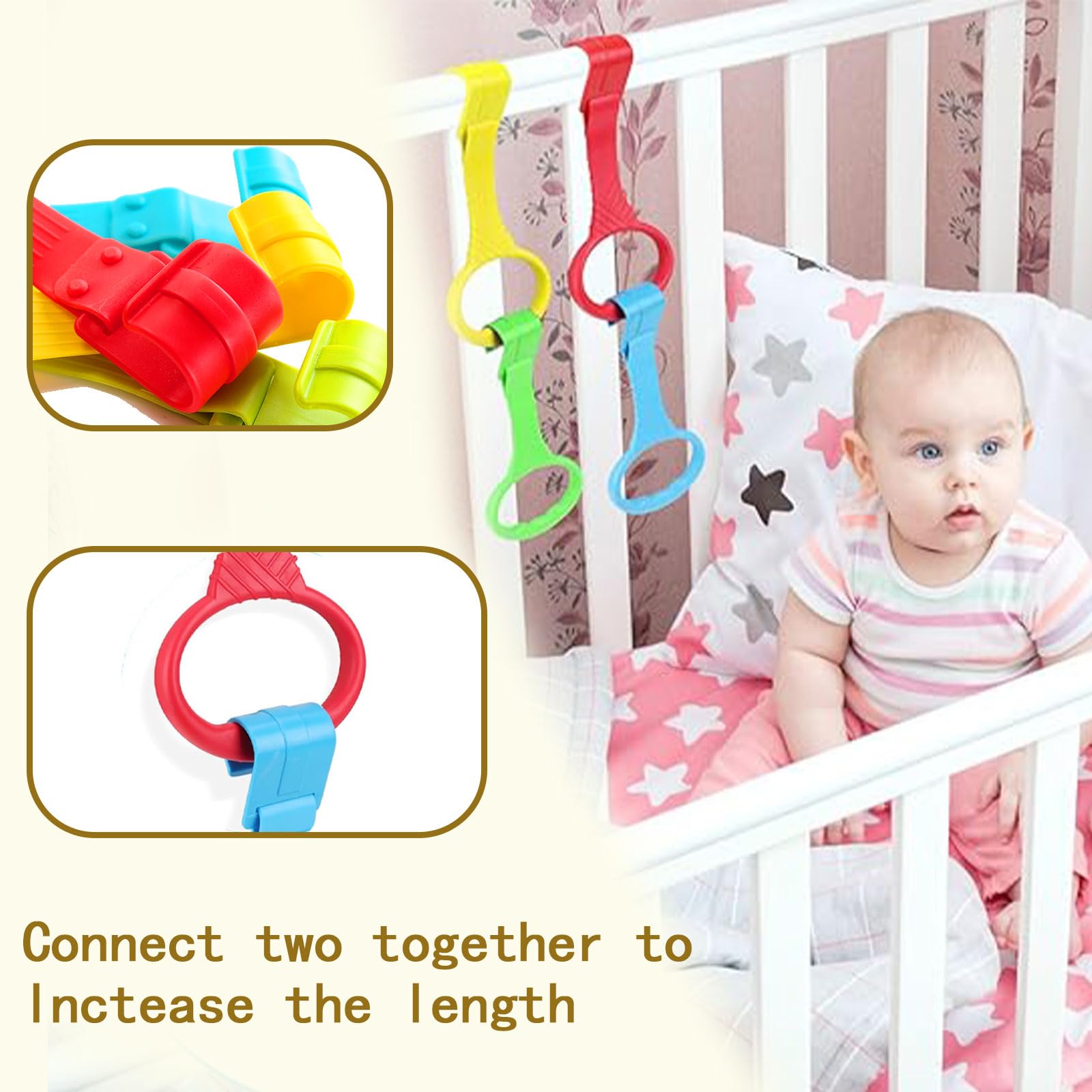 Anneau Parc Bebe, 4 Pièces Anneaux pour Lit Bébé et Parc, Anneau de Lit Bébé, Anneaux pour l'entraînement de l'équilibre, Idéaux pour Aider Le Bébé à Se Lever du Berceau