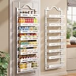 8-Tier Over The Door Pantry Organizer Pantry Organization and Storage with Adjustable Basket, Door Spice Rack for Kitchen, Bathroom (Black, 8-Tier (17.1"W x 5.7"D x 72.6"H))