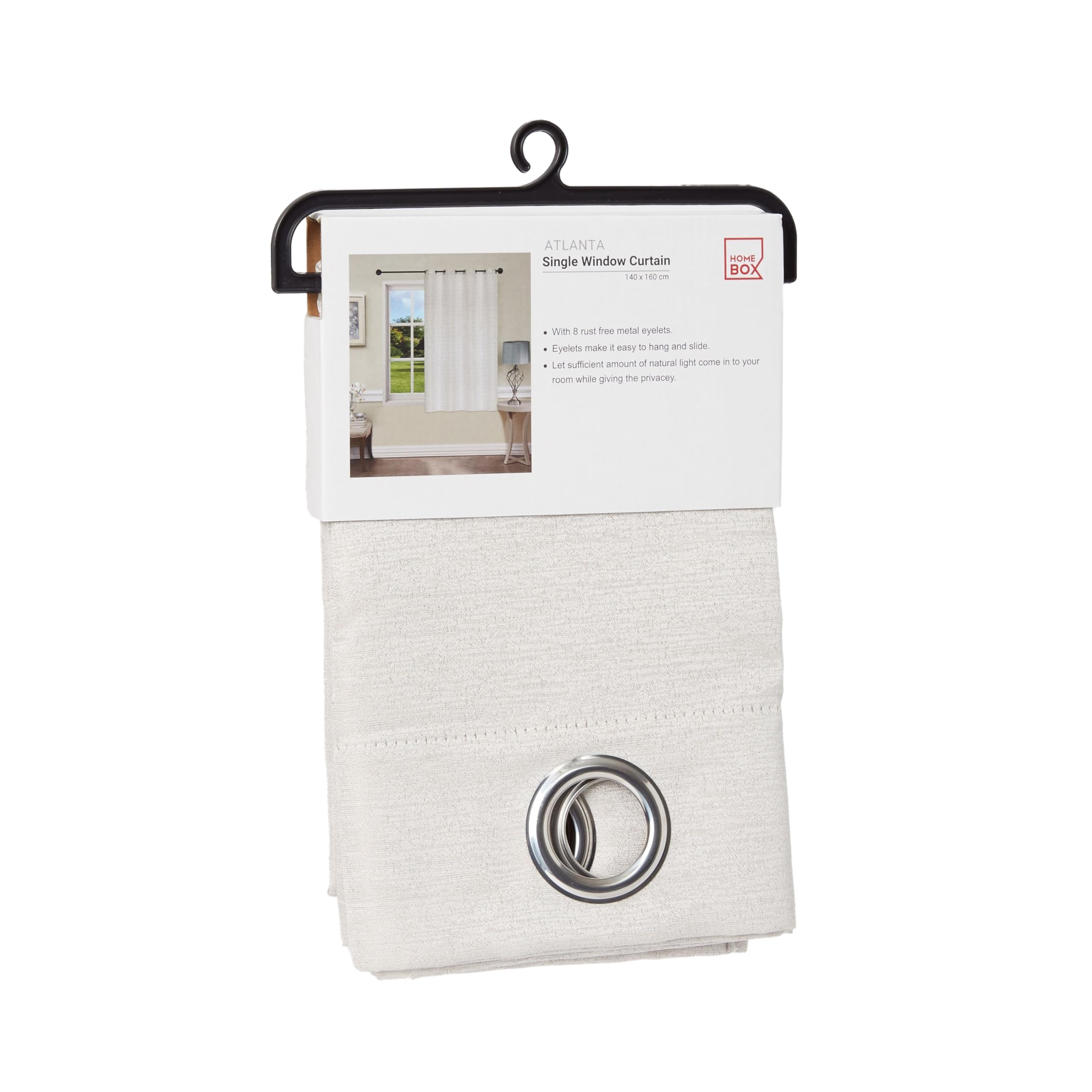 HomeBox Atlanta Single Window Curtain, 140 cm x 160 cm Size, White