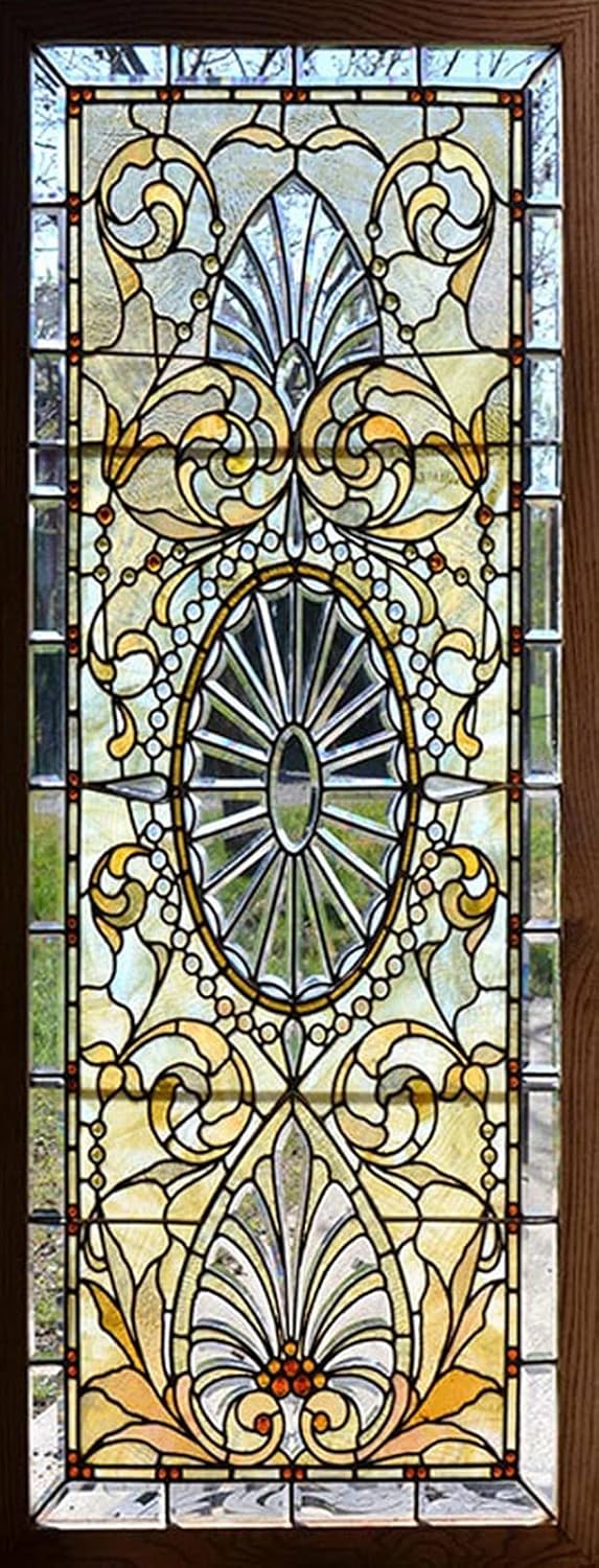 A.Monamour 3D Door Stickers for Interior Doors Stained Glass Window Pattern Vinyl Waterproof Self Adhesive Door Mural Decals for Bedroom Office Bathroom 77 x 200 cm