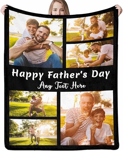 Manta personalizada con foto, mantas personalizadas para papá y abuelo, regalos del Día del Padre, manta conmemorativa para la familia, regalos