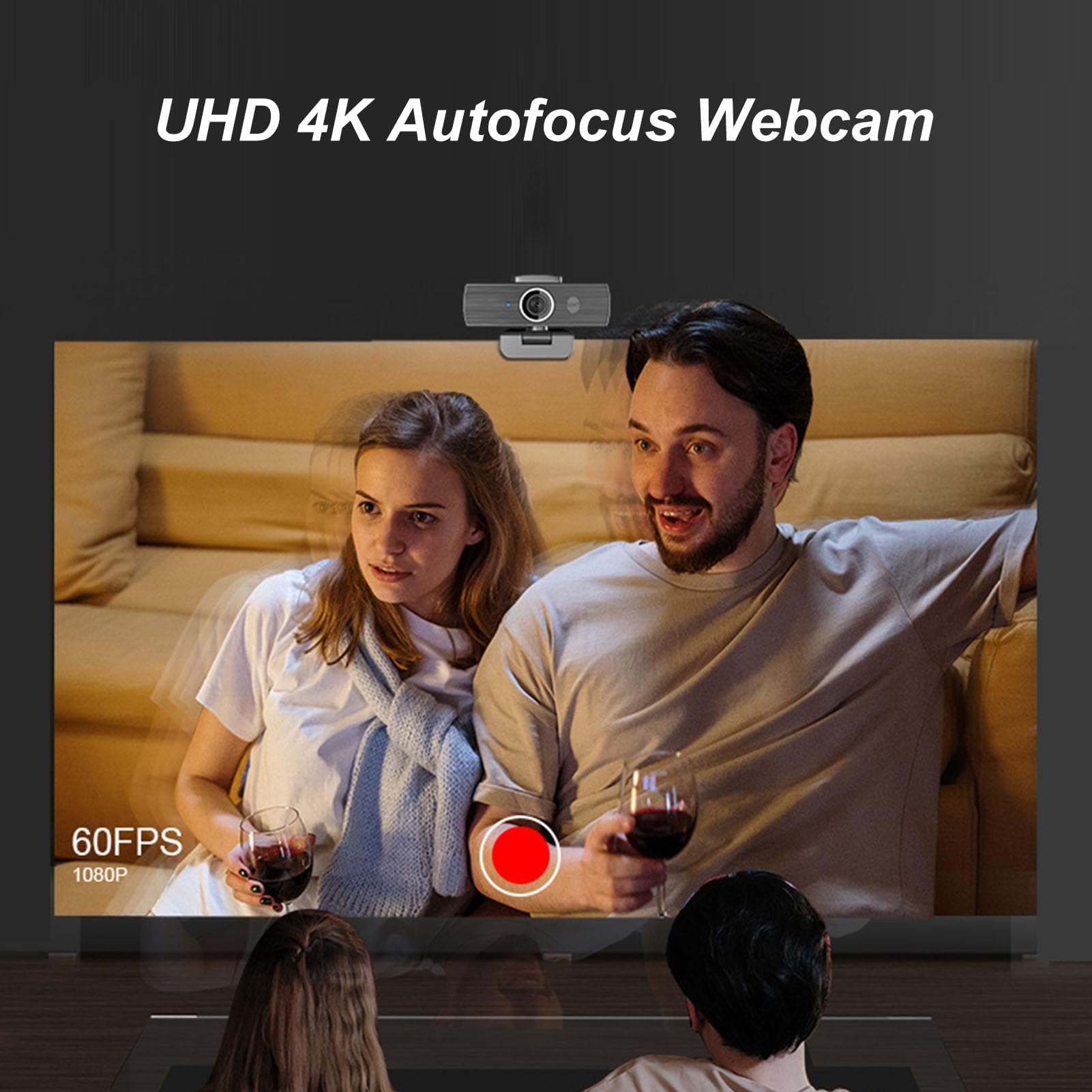 Kamera Internetowa 4K H500 USB z Mikrofonem z Redukcją Szumów, Autofokus, Widok Pod Kątem 90° - do Przesyłania Strumieniowego