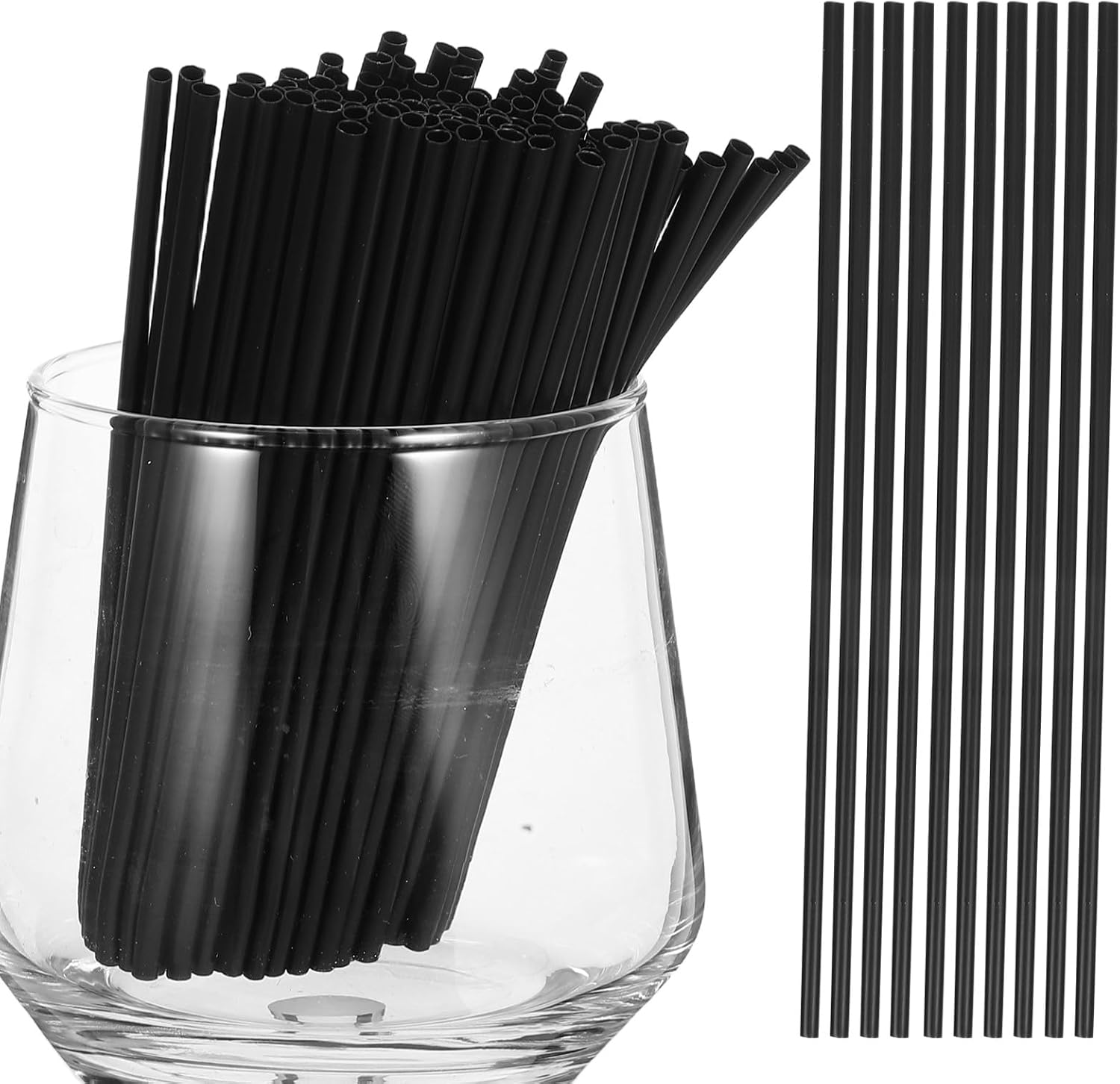 1000pcs Black Disposable Pp Plastic Straws 13cm Straight Coffee Stirrers Cocktail Swizzle Sticks for Bars Cafes Restaurants