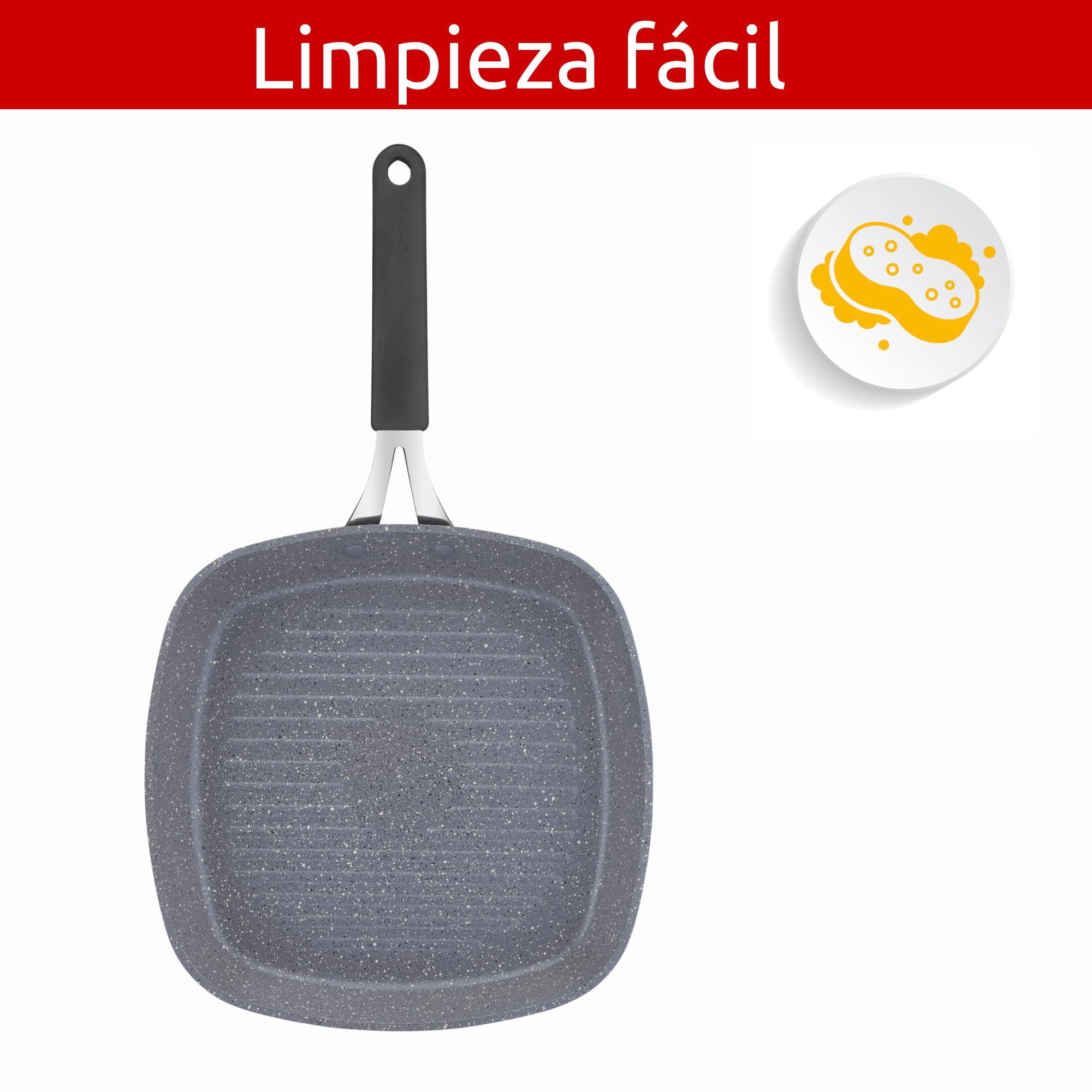 Lagostina Tempra Mineral antiaanbakpan van staal en aluminium met mineralencoating 26 cm, handgrepen van siliconen, steenlook, geschikt voor alle warmtebronnen Lagostina Tempra Mineral antiaanbakpan van staal en aluminium met mineralencoating 26 cm, handgrepen van siliconen, steenlook, geschikt voor alle warmtebronnen