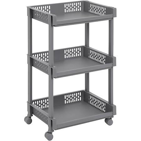 SONGMICS Carrito de Cocina con Ruedas, Estantería de 3 Niveles, 61 cm