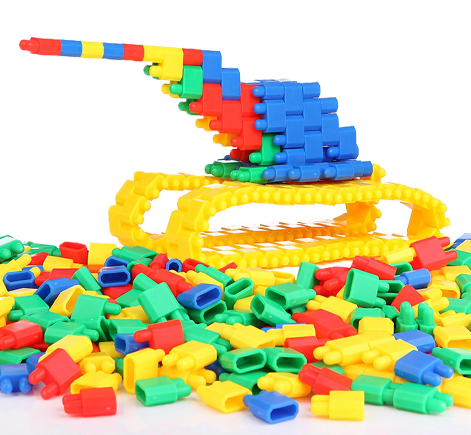 VGRASSP 180 Pcs DIY Building Blocks Toy for Kids, Endless Imagination and Creativity - Fun Learning, Colorful Connector Blocks - Gift for Boys & Girls, Color As Per Stock (Bullet Blocks) 4