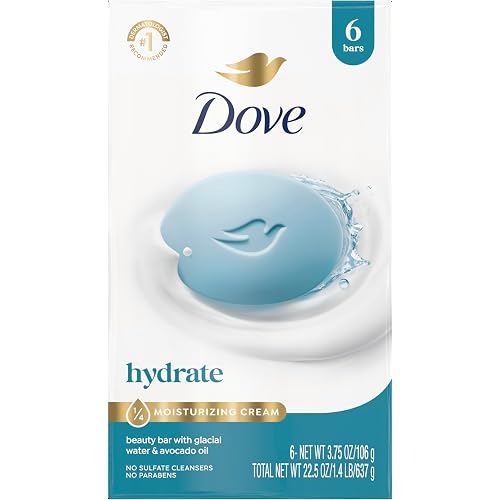 Dove Beauty Bar Soap , Glacial Water & Avocado Oil, I 6 Count 3.75 oz