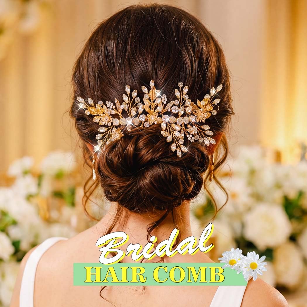 JEAIRTS Rhinestone Hair Comb Bridal Hair Piece Accessories for Wedding image 3