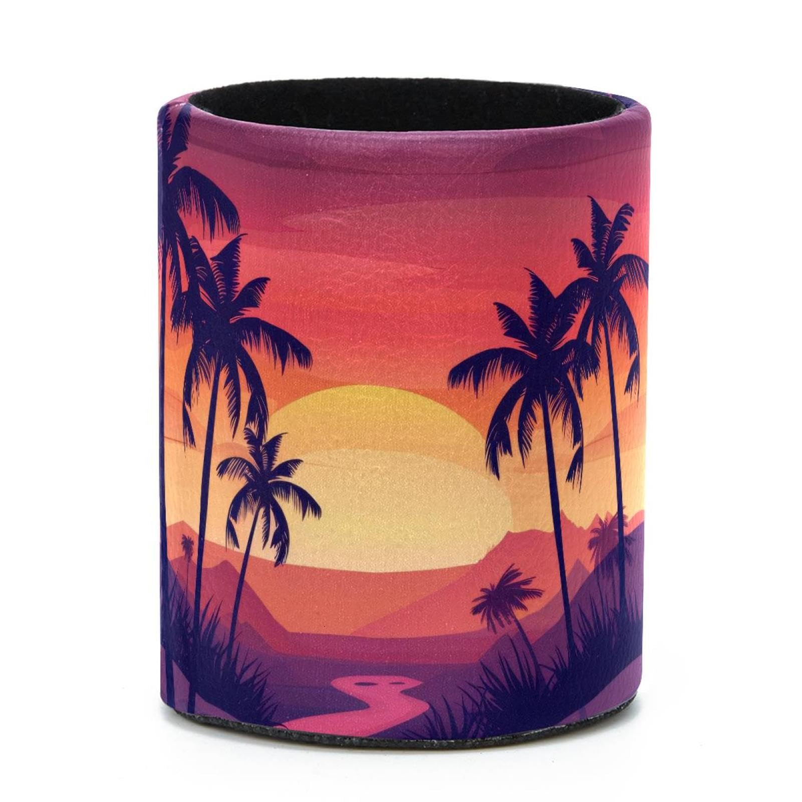 VAPOKF Round Pencil Holders for Desk, Palm Trees Pen Holders Pen Pot Makeup Brushes Storage Desktop Stationery Supplies Organiser for Home Office