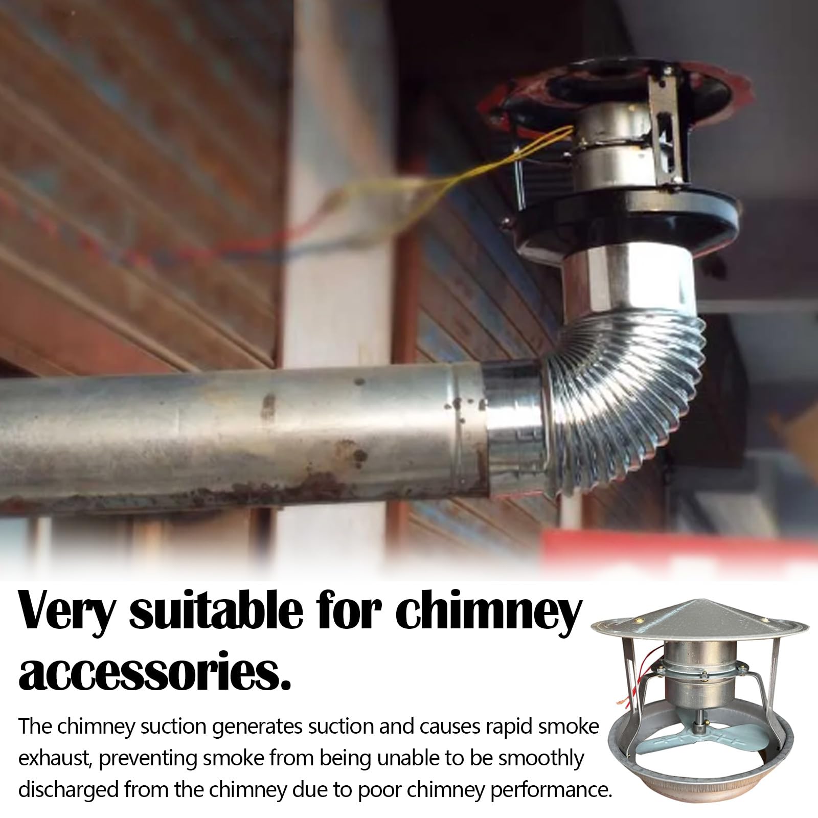 Ventilateur Évacuation des Fumées, Chapeau de Cheminée de Cheminée 40W Ventilateur de Cheminee 12,5-17cm Ventilateur Aspiration Silencieux pour Machine à Fumée pour Cheminee