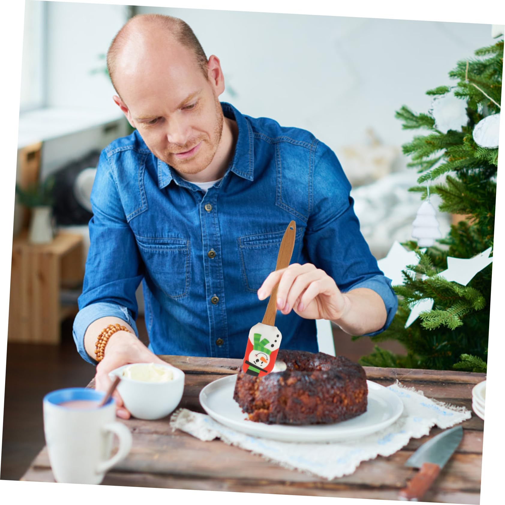 Gatuida 4piezas Espátulas Para Repostería Raspadores De Para Decoración De Pasteles De Cocina Navideñas