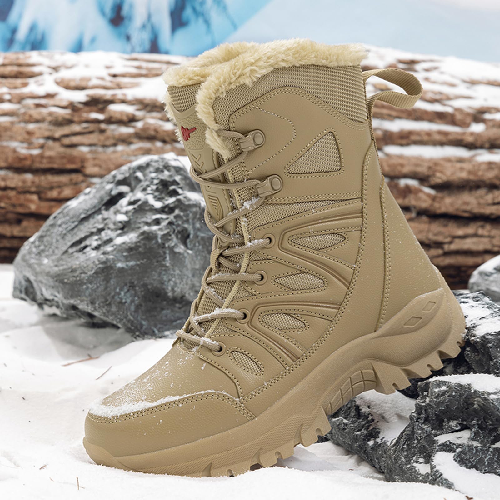 Onewus Męskie zimowe buty trekkingowe, ciepła podszewka z polaru i antypoślizgowa podeszwa, na śnieg, na co dzień i na wycieczki trekkingowe