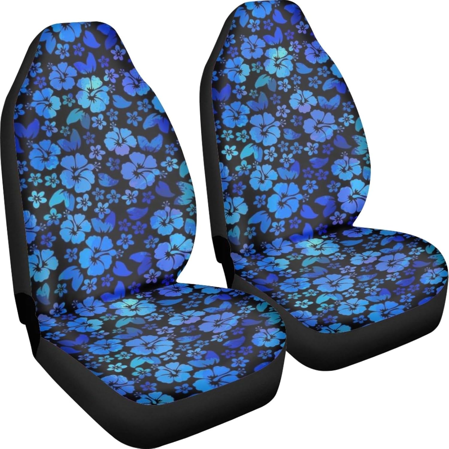 Hawaiian Hibiscus Front Seat Covers for Cars Trucks SUV Blue Floral Tropical Flower 2-Pack Car Seat Covers Auto Interior Covers for Truck Van SUV