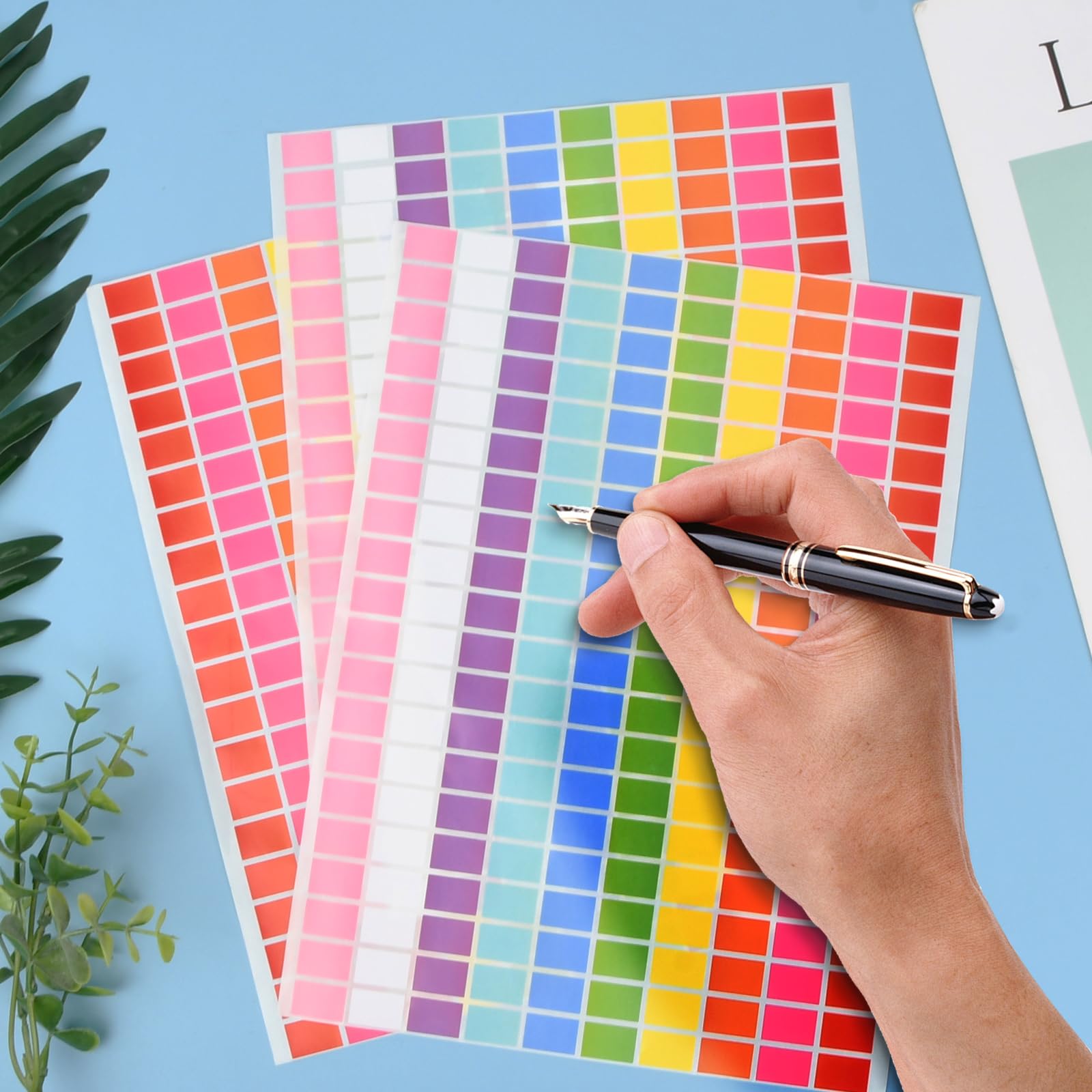 2000 Pack Rectangular Colored Stickers, 13x19mm Self-Adhesive Labels with 10 Assorted Colours, Plain Small Stickers, Writable, Good Viscosity - for Pricing, Organization, Crafting, Classification