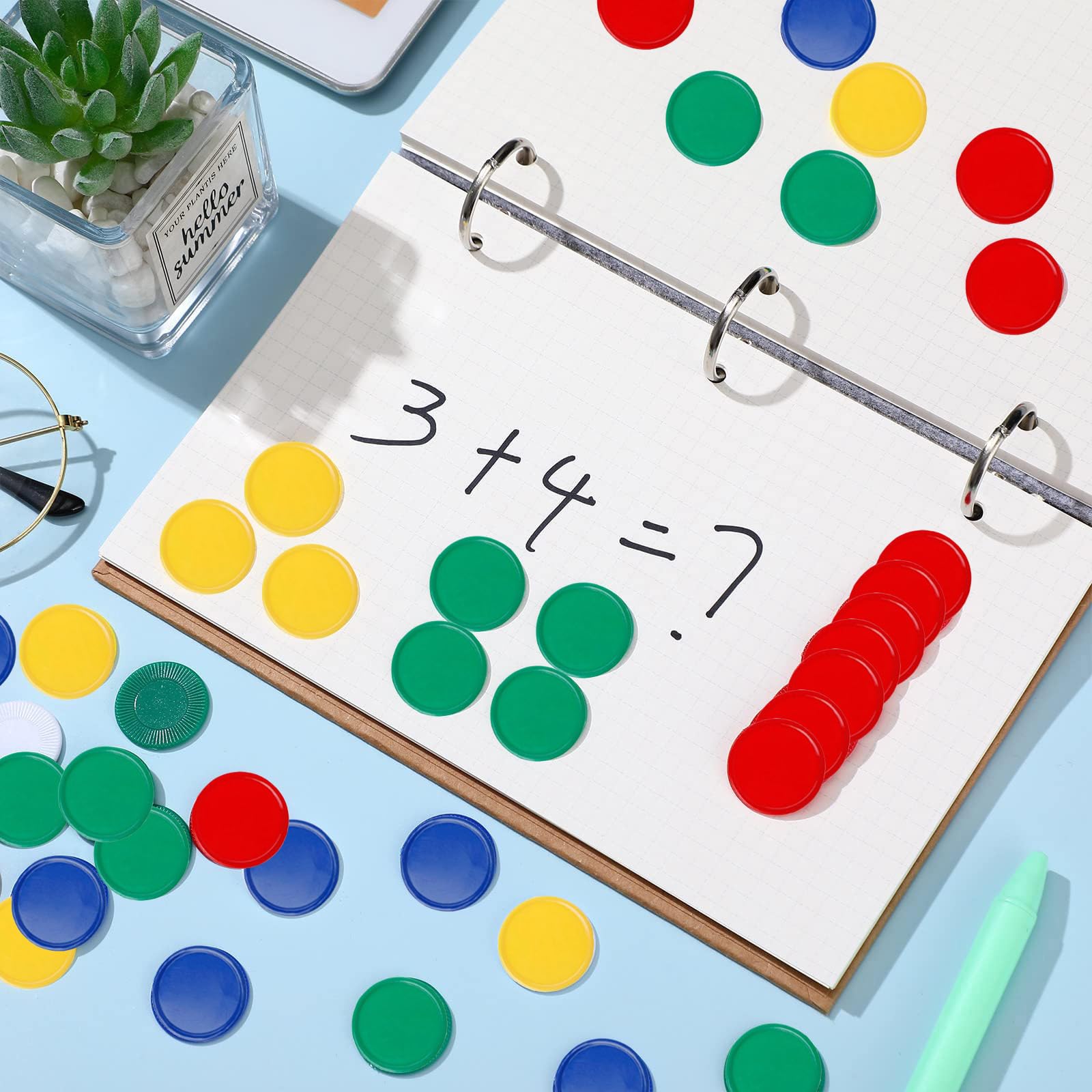 Zliczanie żetonów do gier, z tworzywa sztucznego, 160 sztuk, kolorowe żetony Bingo, licznik kolorów do matematyki lub gier