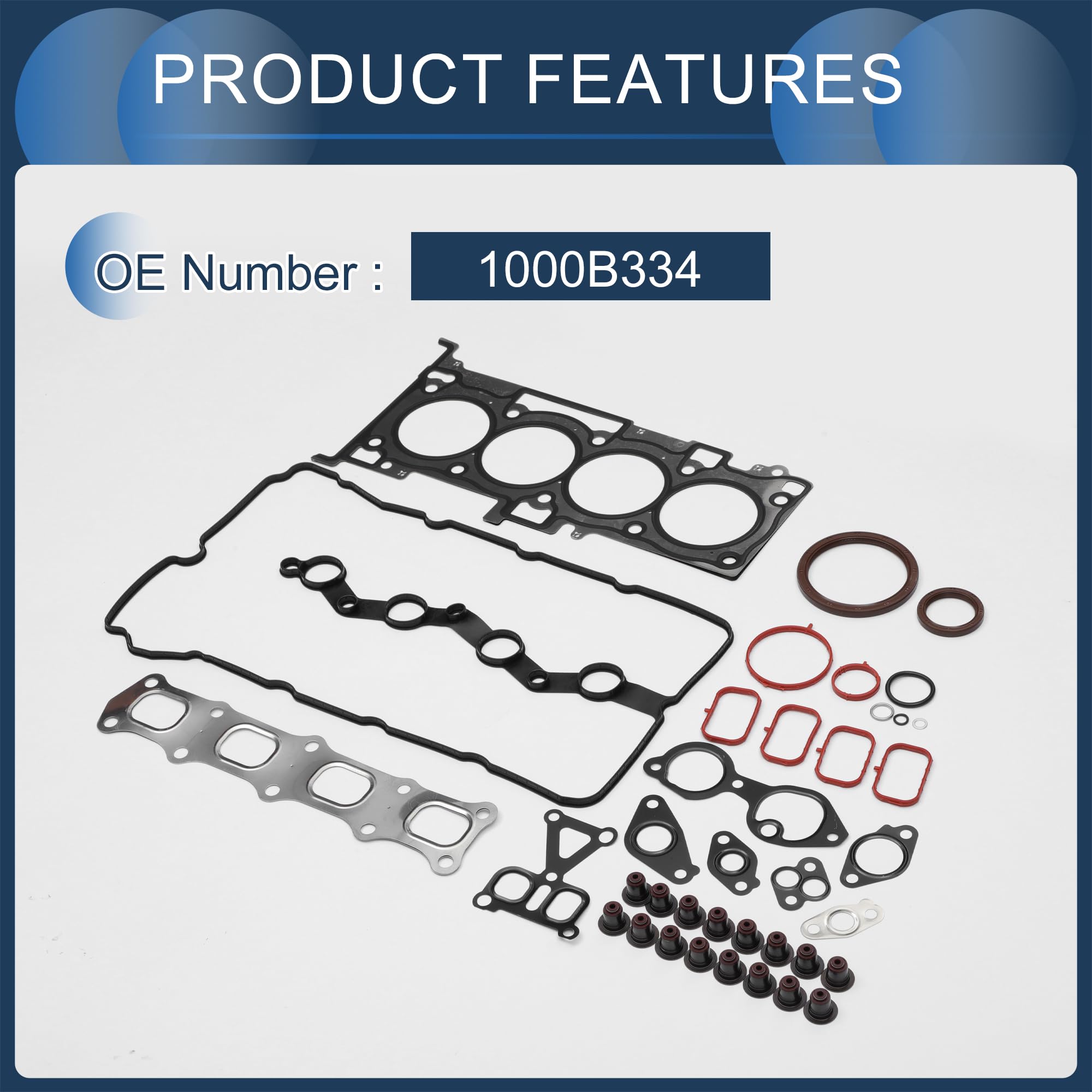 Juego De Juntas De Culata Para Mitsubishi 4B11(Cw4W) 1 Set | No.1000B334, Material Goma Metal, Color Negro, Resistencia A Altas Temperaturas, Precisamente Ajustado, Instalación Fácil