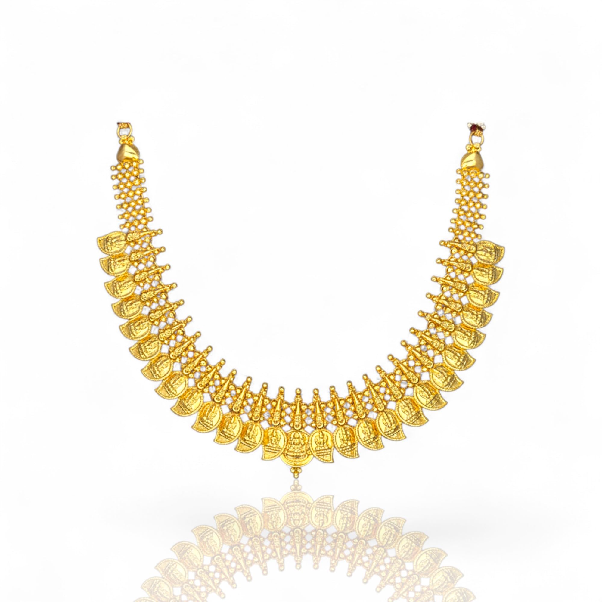 Lakshmi Coin (Kasu Mala) Design Necklace attached Adjustable Back Chain | Great for Special Gatherings | (Short Necklace)