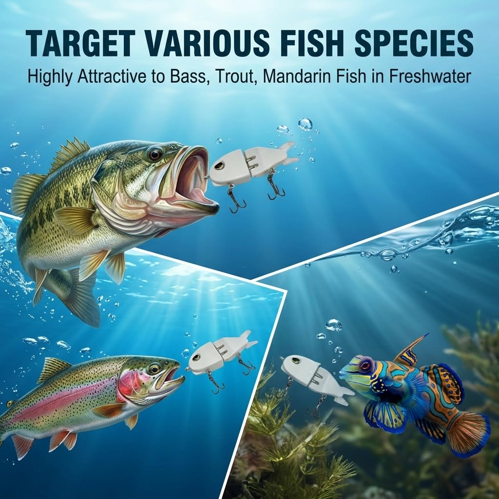 2 mini esche per pesca alla spigola, esche da 6 cm snodate con azione di nuoto realistica, esca a lento affondamento per pescatori d'acqua dolce, attrezzi da pesca all'aperto regali