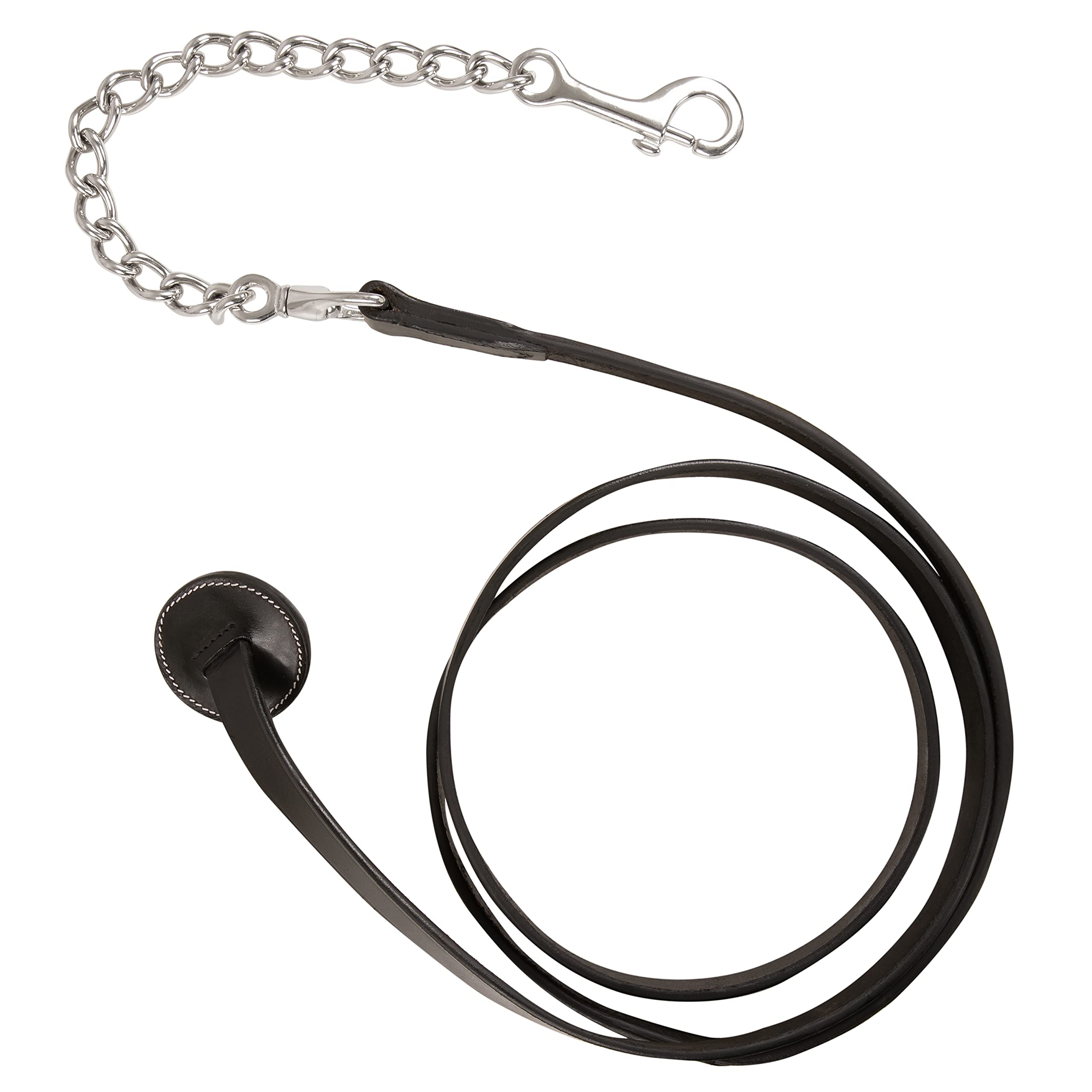 Exion Leather - Cabestro blanco acolchado suave y correa de cuero con cadena | Cabestro de cuero acolchado ajustable con broche | Corona acolchada | Cuero negro/marrón habana | caballo/mazorca/sangre