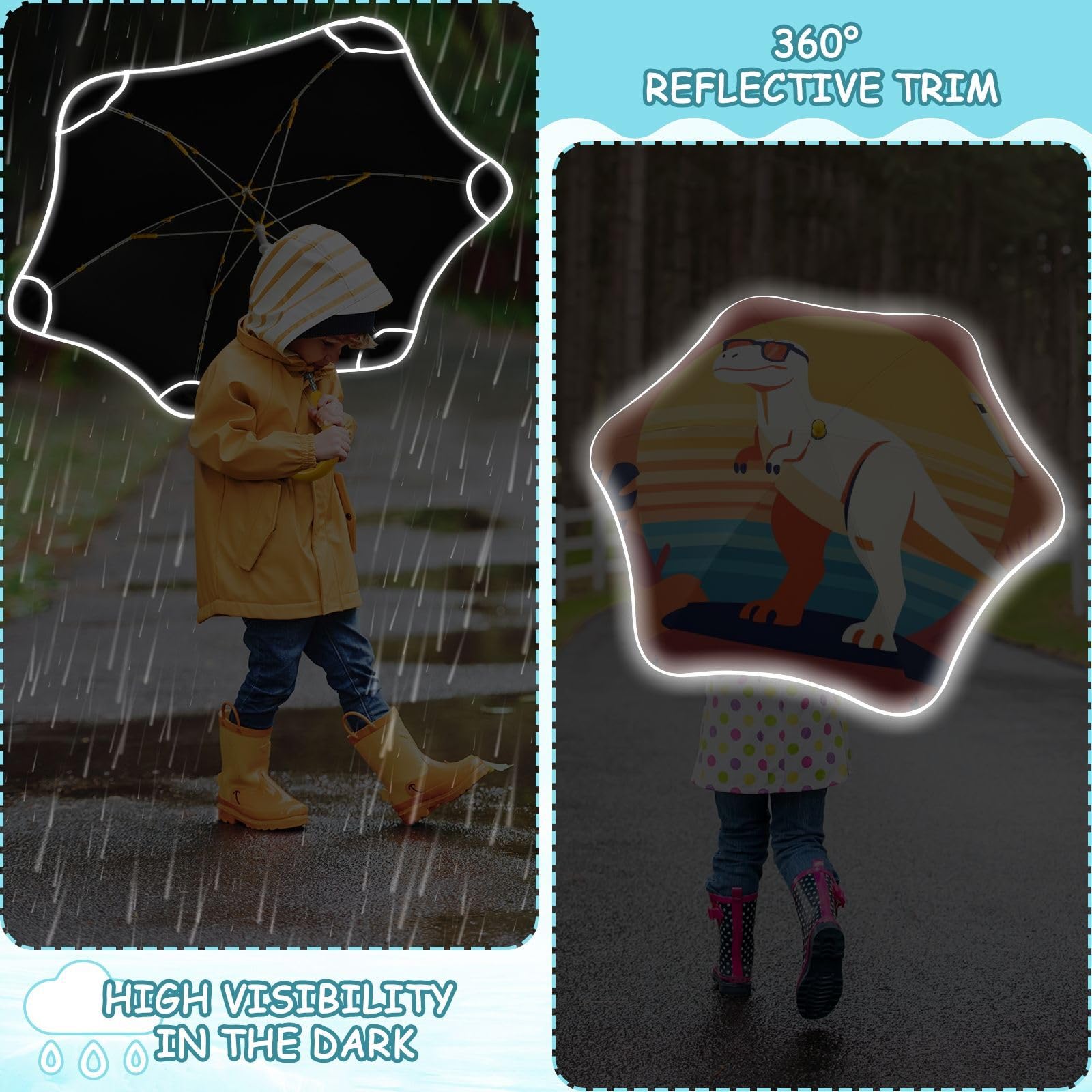 GuoChe Parapluie léger à poignée droite et cadre antirouille