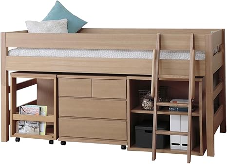Amazon 家具350 シングル Biore ミドルベッド シングル ロフトベッド ベッド 木製 ナチュラル フレームのみ ベッドフレーム オンライン通販