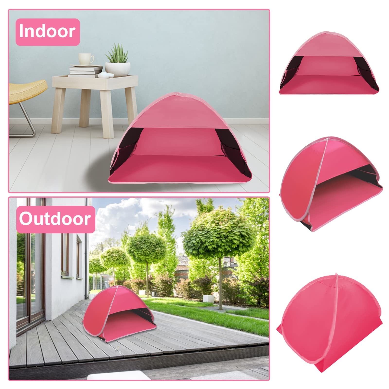 Mini tente d'abri de tête, 1 lot de tente de plage pliable et anti-UV, pour animaux domestiques, plage, camping, pique-nique, plage, rose, taille L