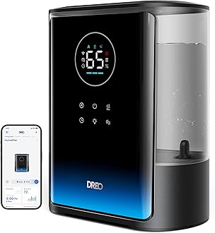 8L Smart Humidifiers for Bedroom 600ft², 80H Runtime Warm&Cool Supersized Mist Humidifier for Large Room Indoor, Quiet Whole House humidifier for Baby, Plants, with Alexa/Google, Black, HM717S