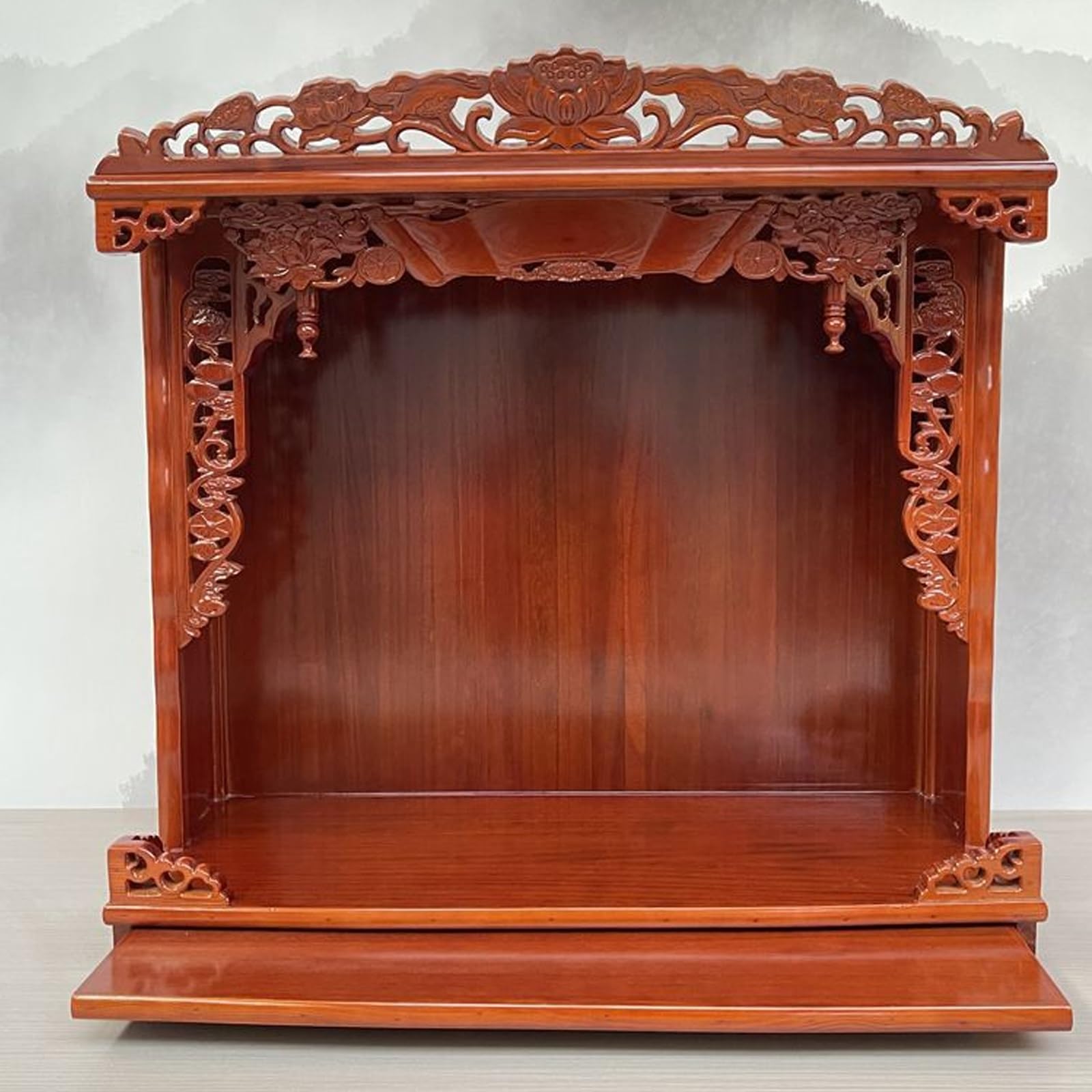 Stuijkvsz Rosewood Buddhist Altar Stand With Shrine,Prayer Platform For Shrines,Wooden Offering Table Meditation Storage,Incense And Sacrificial Shrines(,12In)