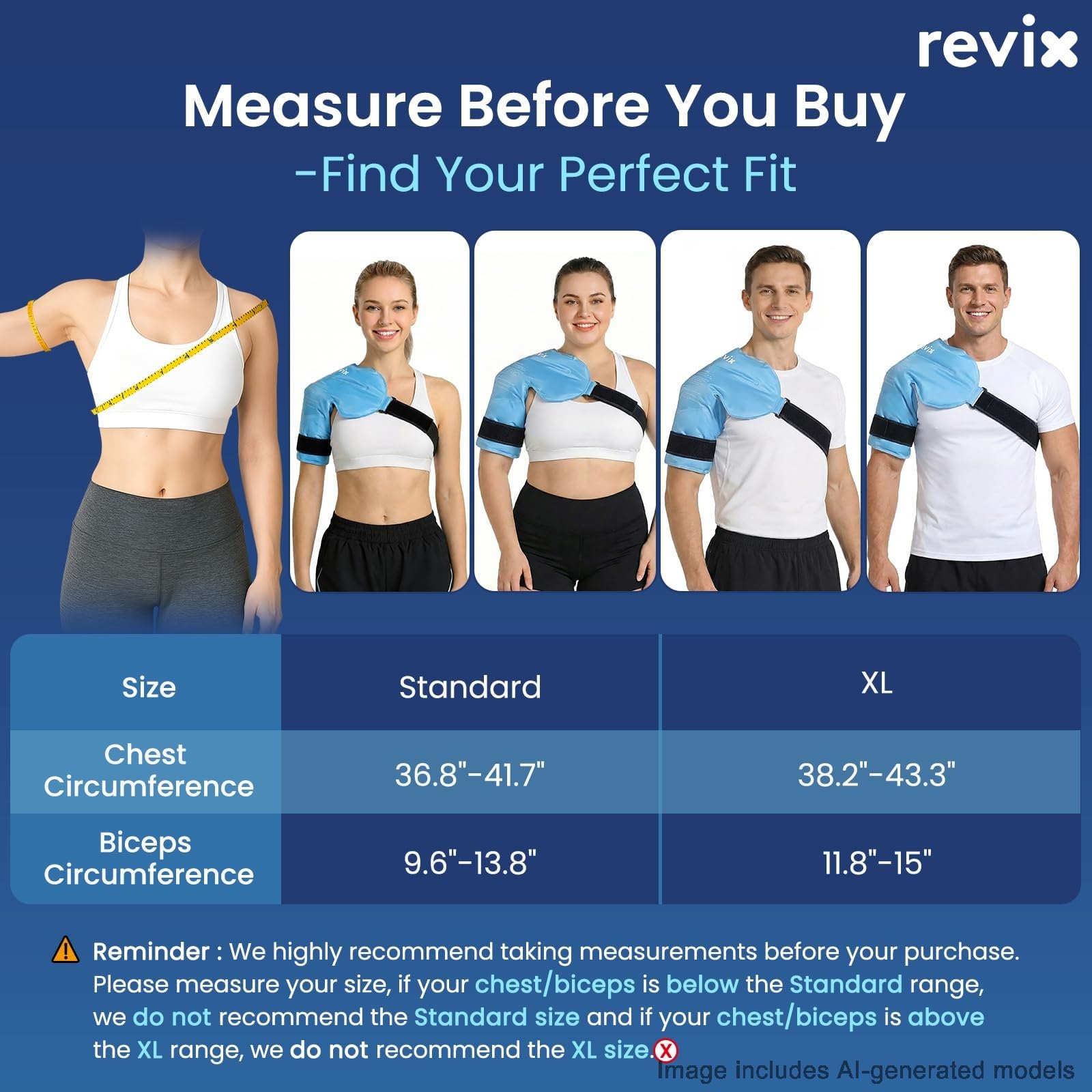 REVIX Shoulder Ice Pack Rotator - Mankiet Terapia Zimna, Złagodzenie Bólu Ramion, Urazów, Zapalenia Rdzenia i Obrzęku, Żel Wielokrotnego Użycia