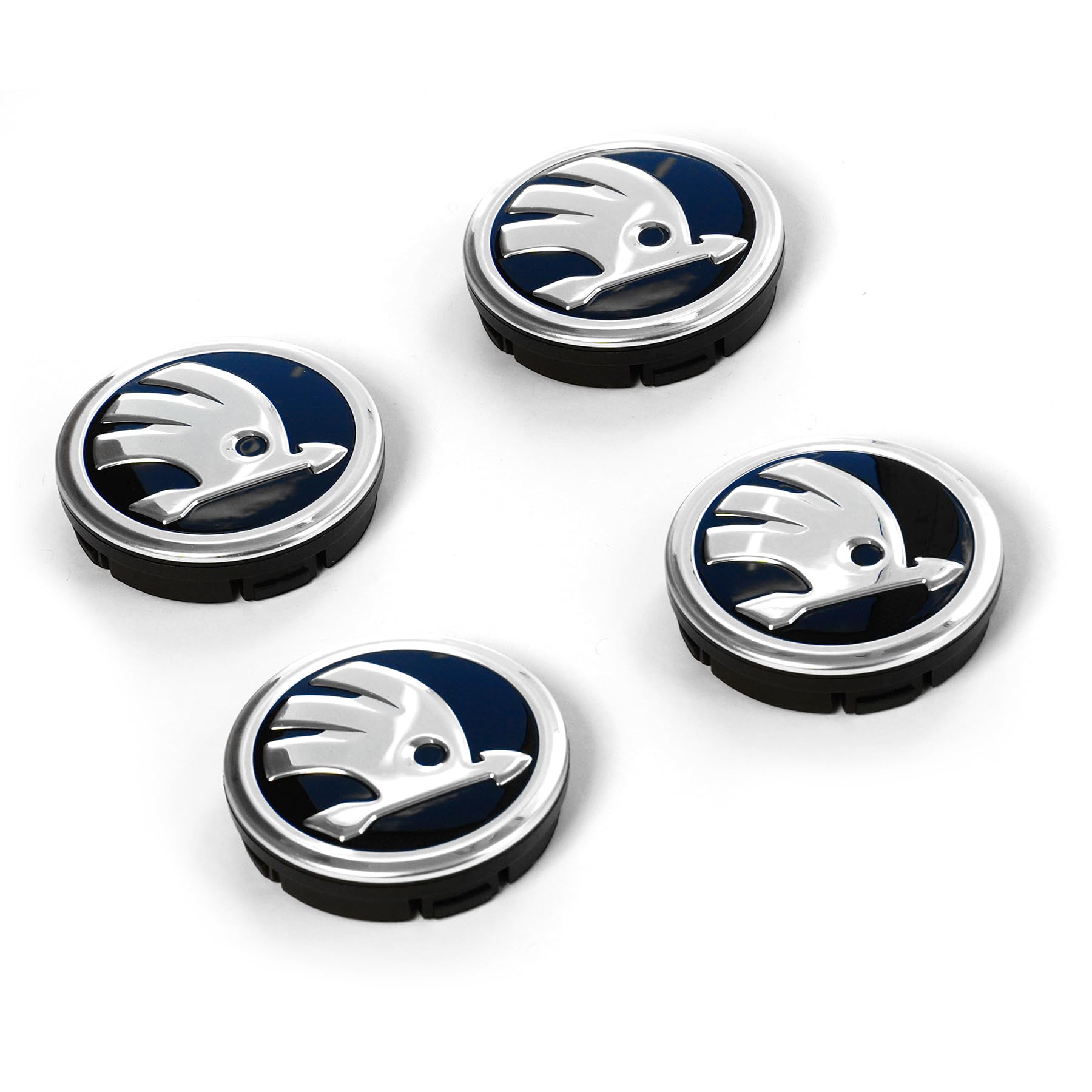 Skoda 5E3071213 Radnabenkappen (4 Stück) Radzierkappen Nabenkappen Felgendeckel Radkappen, schwarz/Silber *** Abmessungen vorab an der Felge prüfen! ***