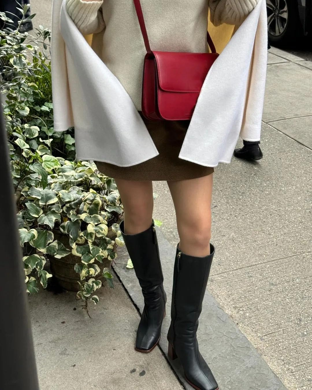 SOVANYOU Knee High Boots for Women Faux Leather Chunky High Heel Tall Boot Fashion Square Toe with Side Zip Comfortable Fall Winter boots