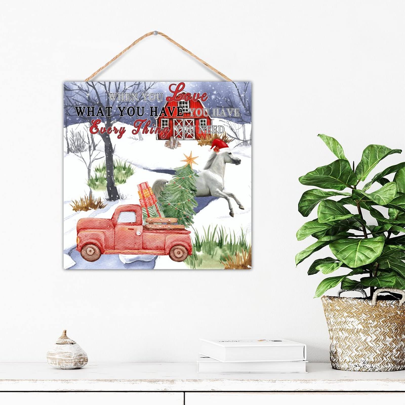 Décoration murale en bois personnalisé thème ferme avec gnome rouge