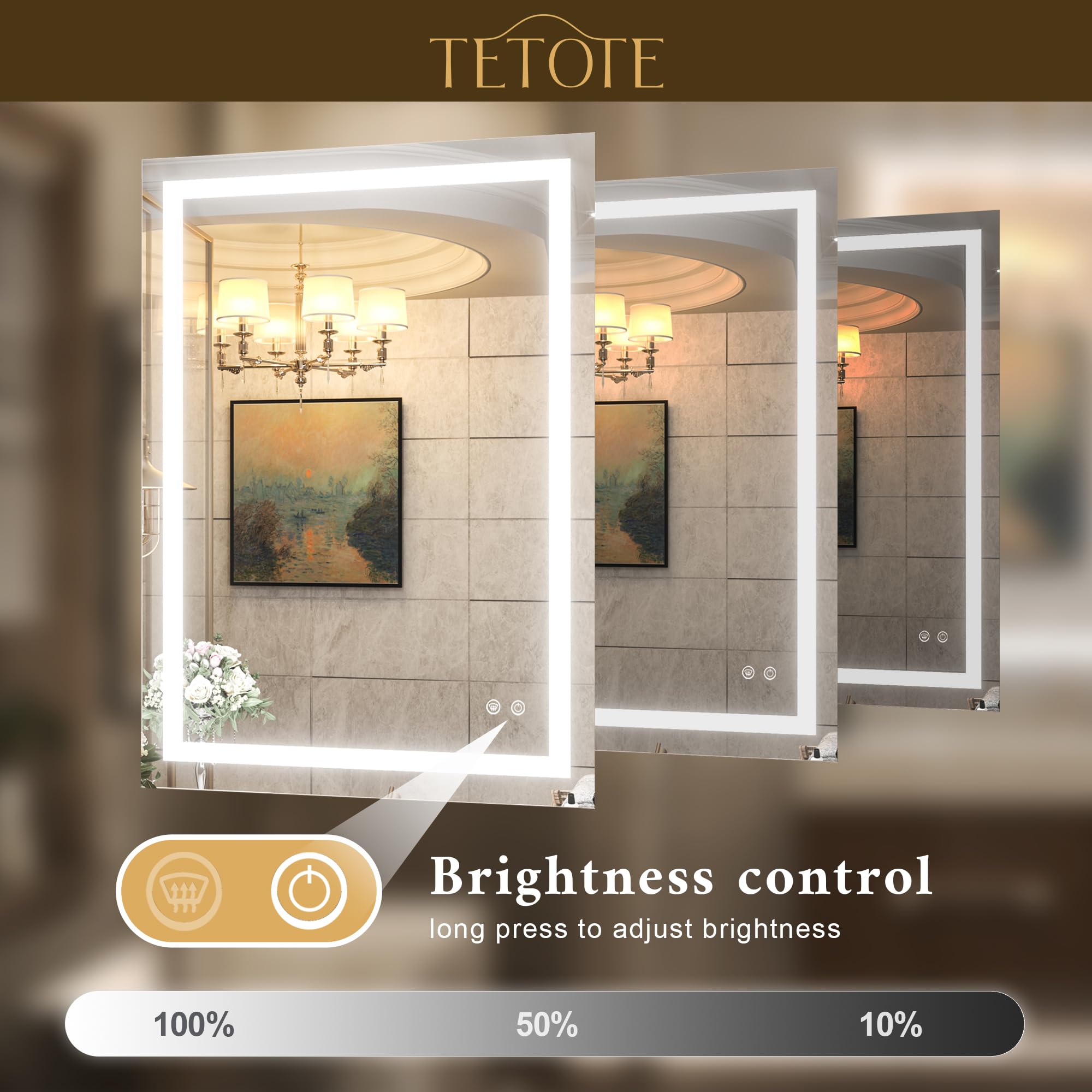 RELAX4LIFE Specchio Rotondo da Bagno 60 CM, con Luci LED, 3 Temperature
