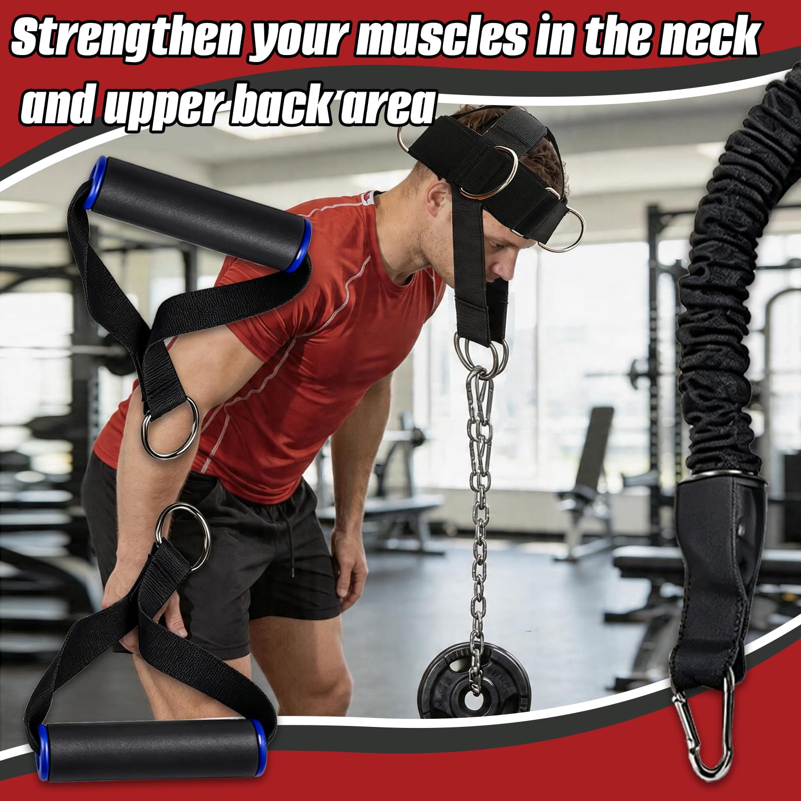 Arnés de Cabeza, Pesas Ajustables Entrenar Cuello Straps Cadena de Acero Fitness Gimnasio Diadema Cuello Entrenador Fuerza Levantamiento De Pesas Accesorios Gimnasio