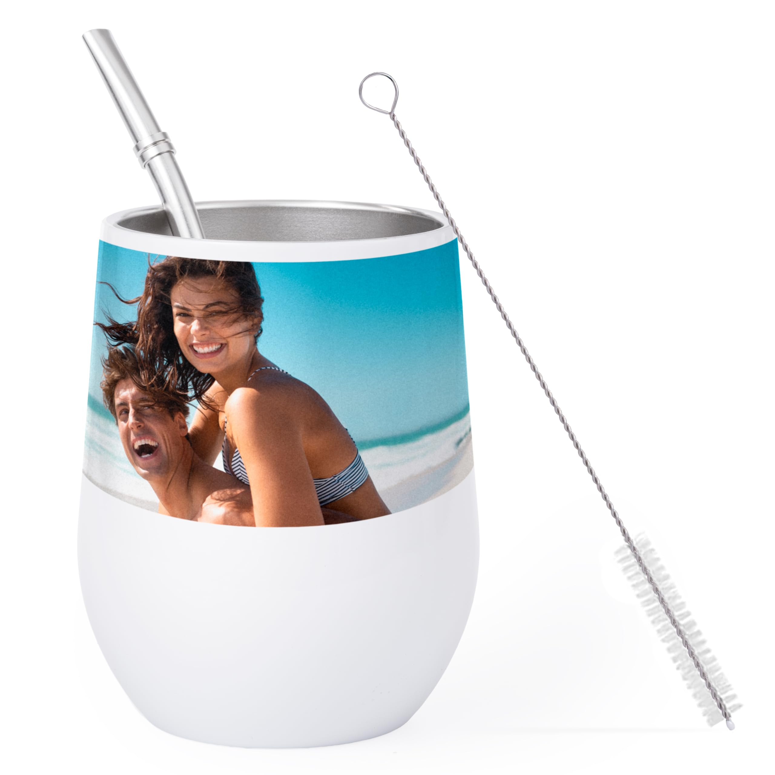 Regalo Original - Mate Personalizado con Foto - Acero Inoxidable 250ml - Doble Pared Térmica - Con Bombilla y Cepillo - Ideal para Regalos Especiales
