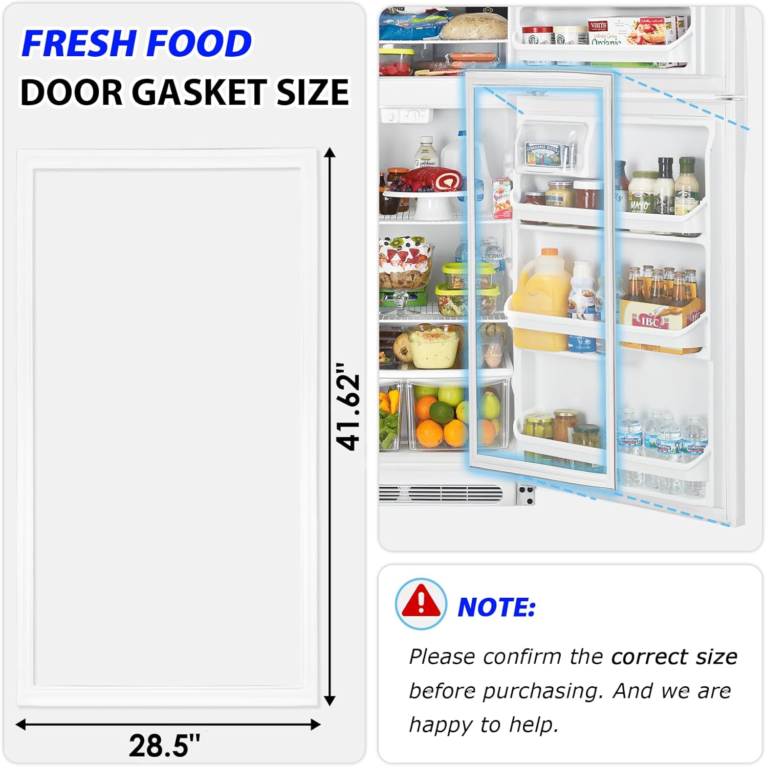 Upgrade 242193206 Refrigerator Fresh Food Door Gasket, Compatible with Frigidaire, Kenmore, Crosley, White-Westinghouse Refrigerators, Replacement Parts Include AP5806733, PS949381, EAP9493819