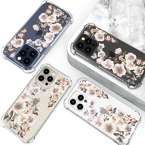 Miniatura 7 de Funda para iPhone 15 Pro, diseño floral y transparente, para mujeres y niñas, compatible con iPhone 15 Pro Anemones amarillo