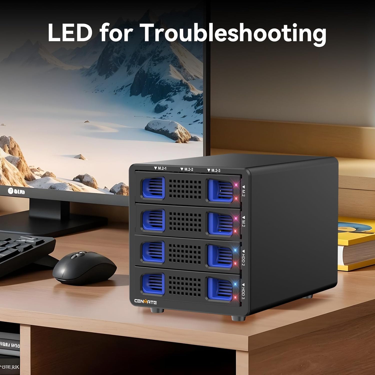 ハイブリッド 2*2.5/3.5インチ SATA HDD/SSD+6* M / B+M キー M.2 NVMeエンクロージャ 冷却フ