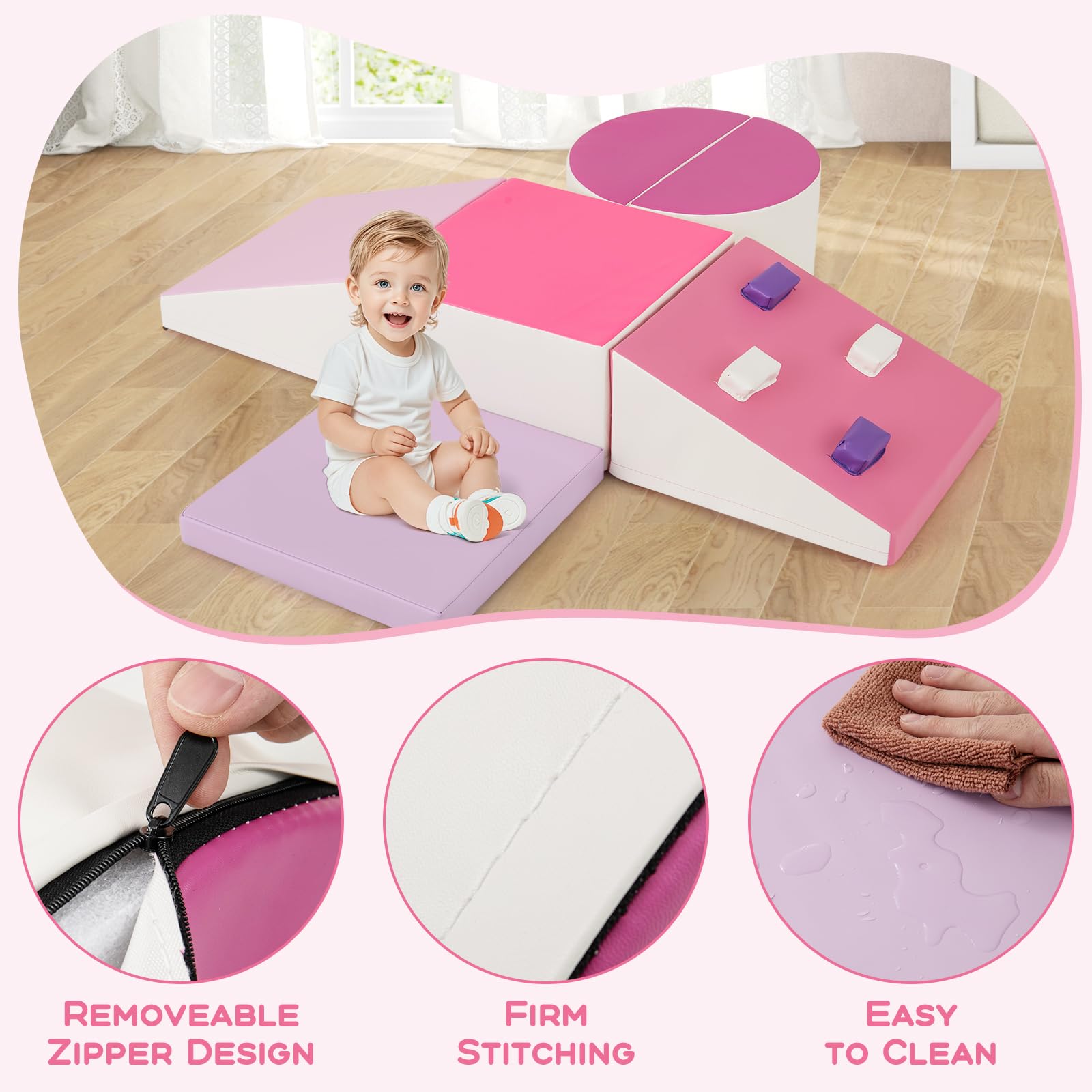 OLAKIDS 6 sztuk zabawek wspinaczkowych dla małych dzieci, miękka gra ze skórą syntetyczną, przesuwną strukturą aktywności, siłownią i placem zabaw (wędkarstwo)