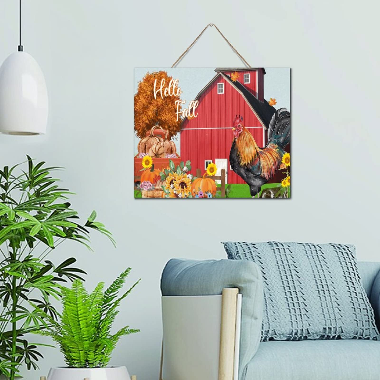 Plaque en bois vintage Hello Fall décoration murale haut de gamme