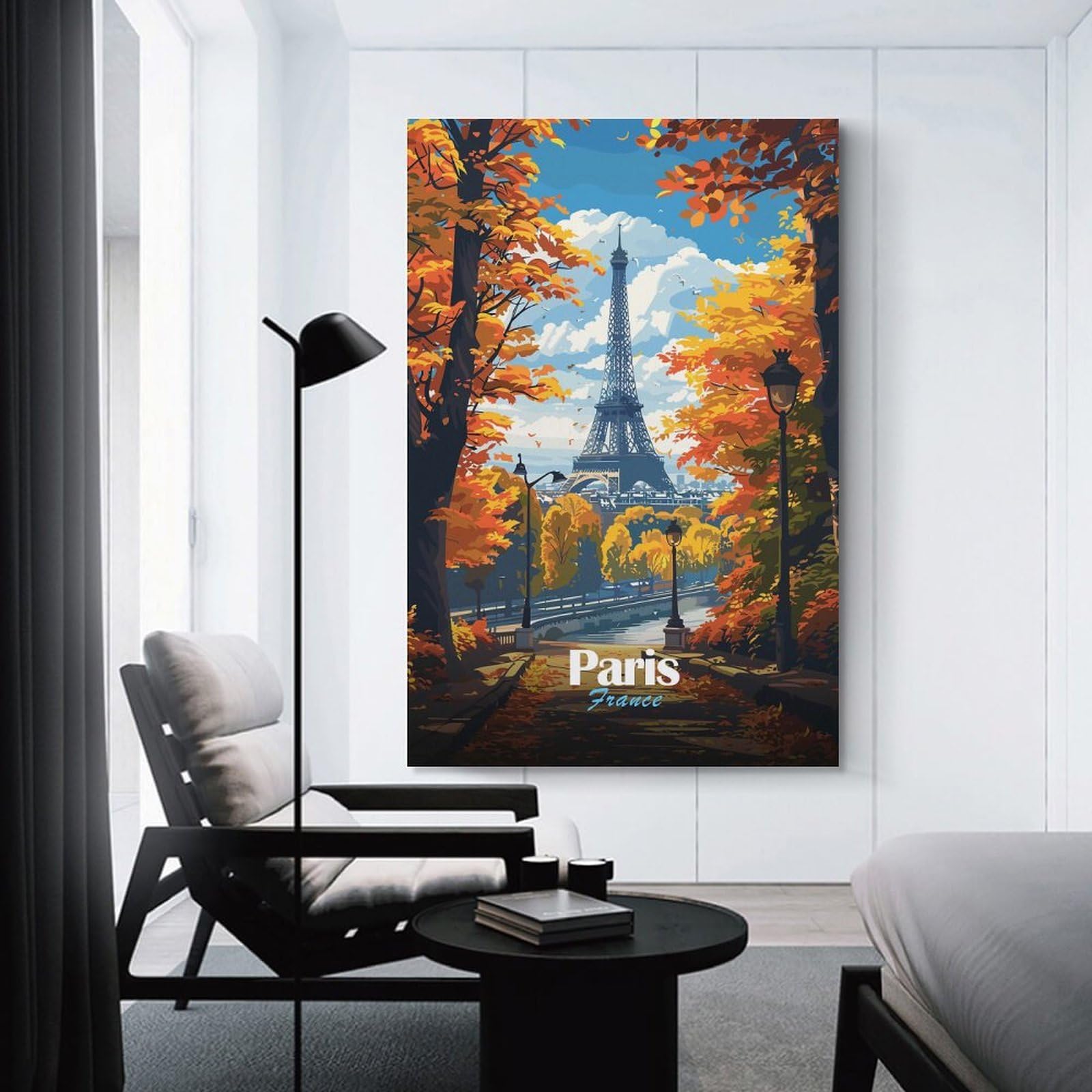 Wall Picture Print Eiffel Tower Autumn View, 08x12inch(20x30cm), for Entrance Walls, Hall Decor Or Foyers, A Neat Decor Update for Hallways