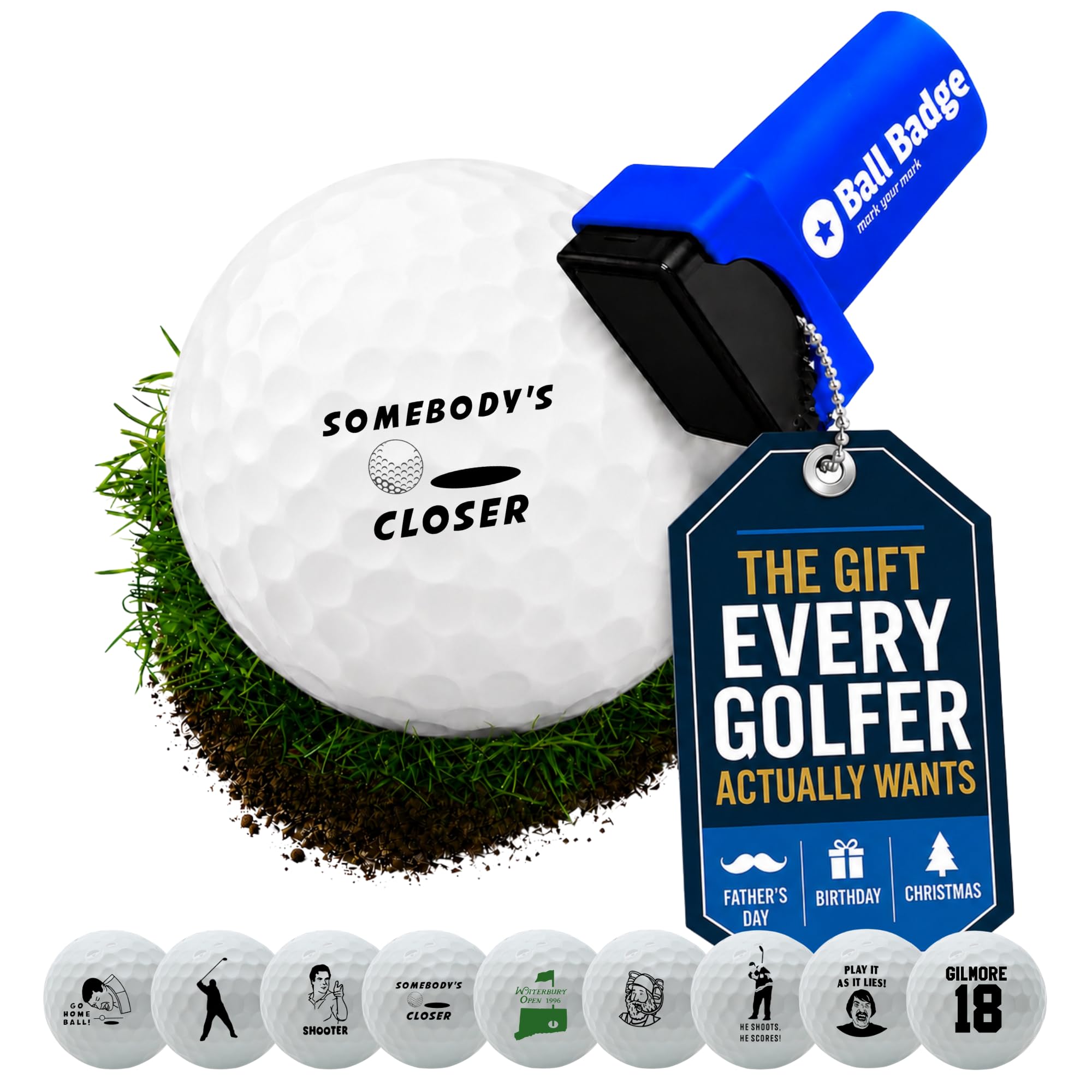 Odznaka z piłką – stempel do piłki golfowej (seria Happy Series), samotuszujący stempel do piłek golfowych, znacznik piłki golfowej, narzędzie do znakowania piłek golfowych wielokrotnego