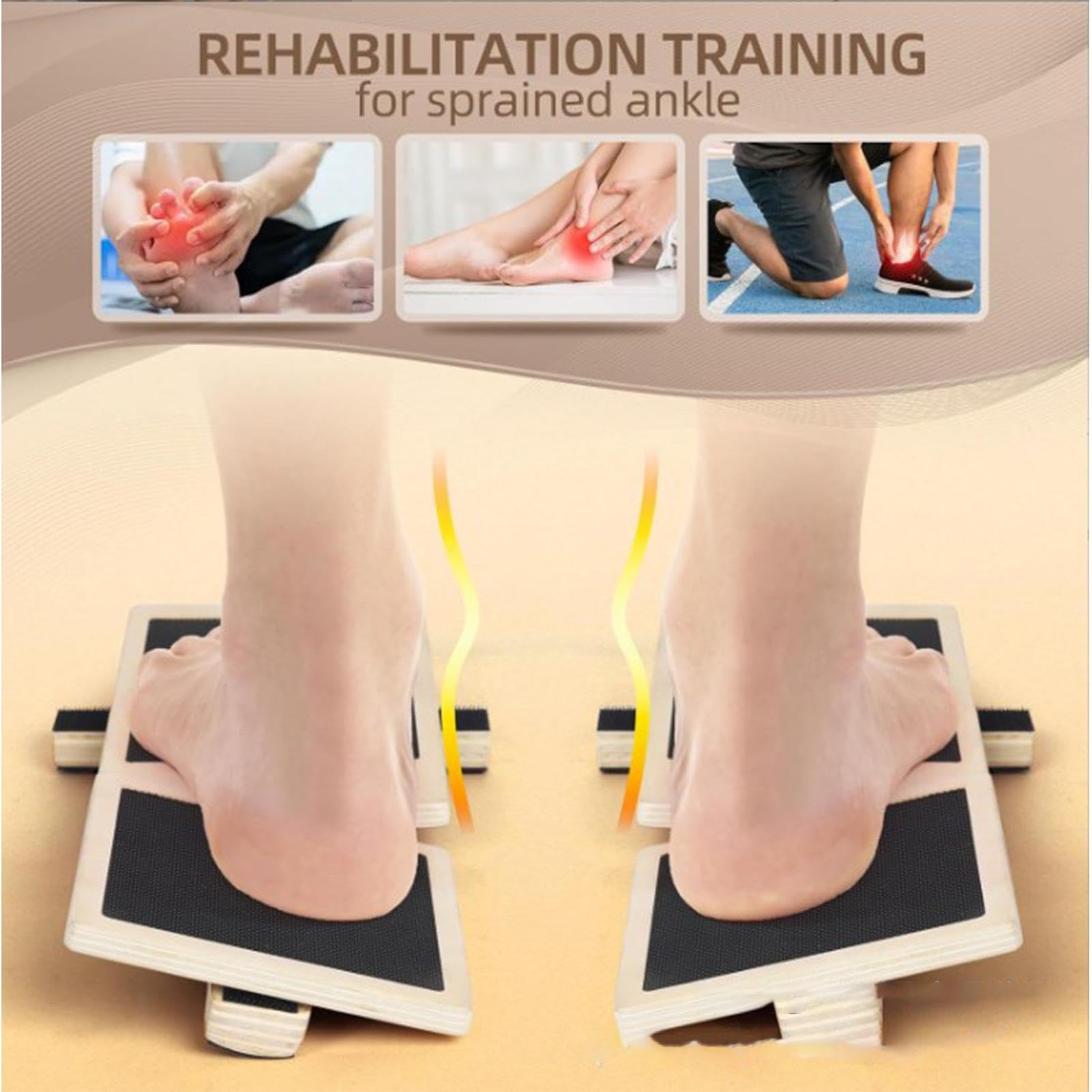 YANGUN Planche D’équilibre Une Jambe – Bois 19x11 Cm, Caoutchouc Antidérapant, Pour Cheville, Fitness Et Ballet