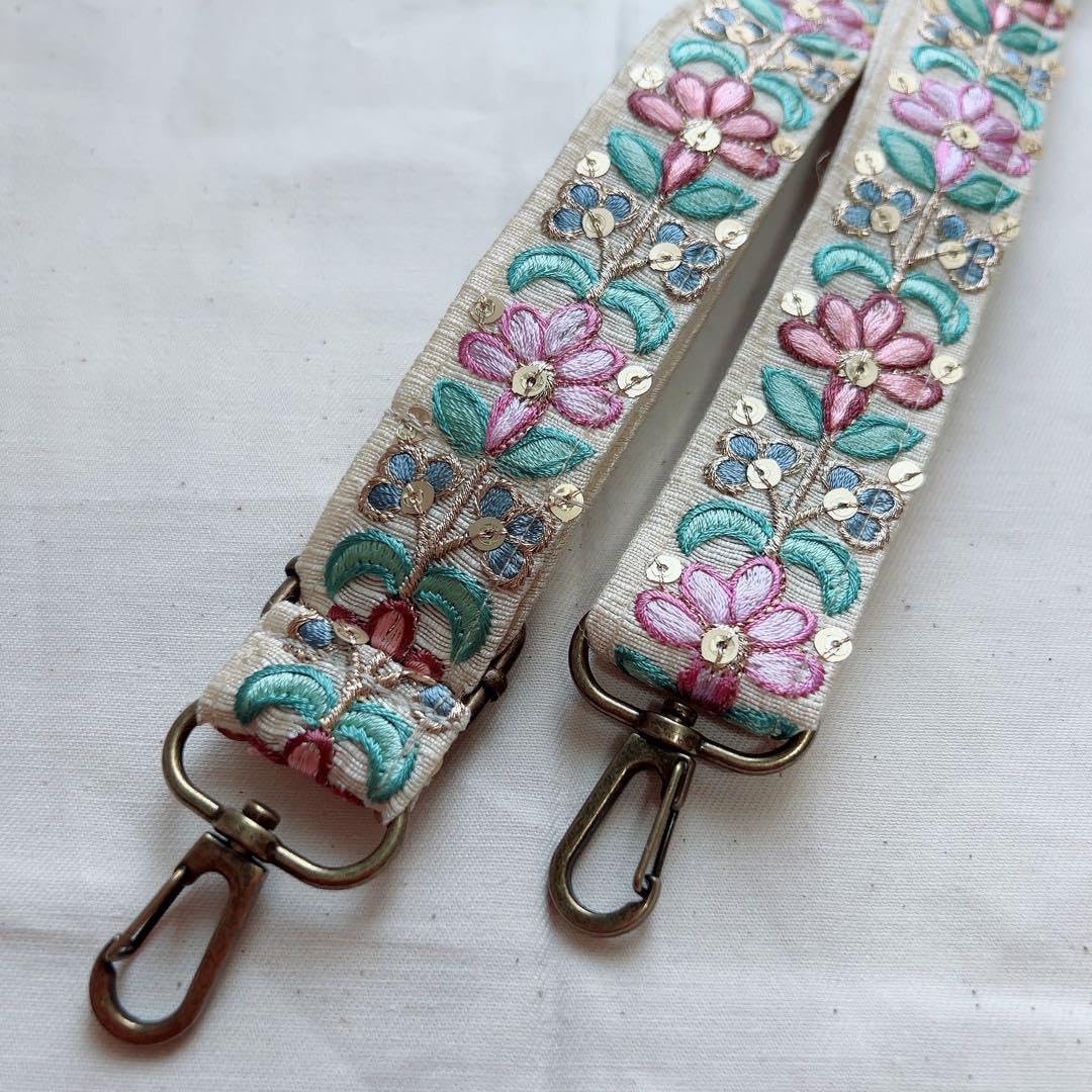 ハンドメイド インド刺繍リボン ショルダーストラップ 59 <0518zハンドメイド・スマホショルダー>