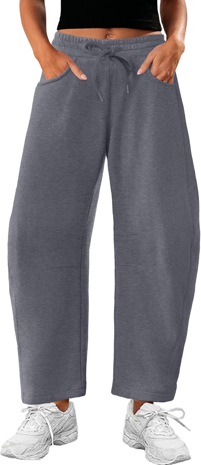IWD Womens Sweatpants 2026 Baggy Wide Leg Pants Casual Elastic Waisted Drawstring Barrel Sweat Pants with Pockets - Image 2