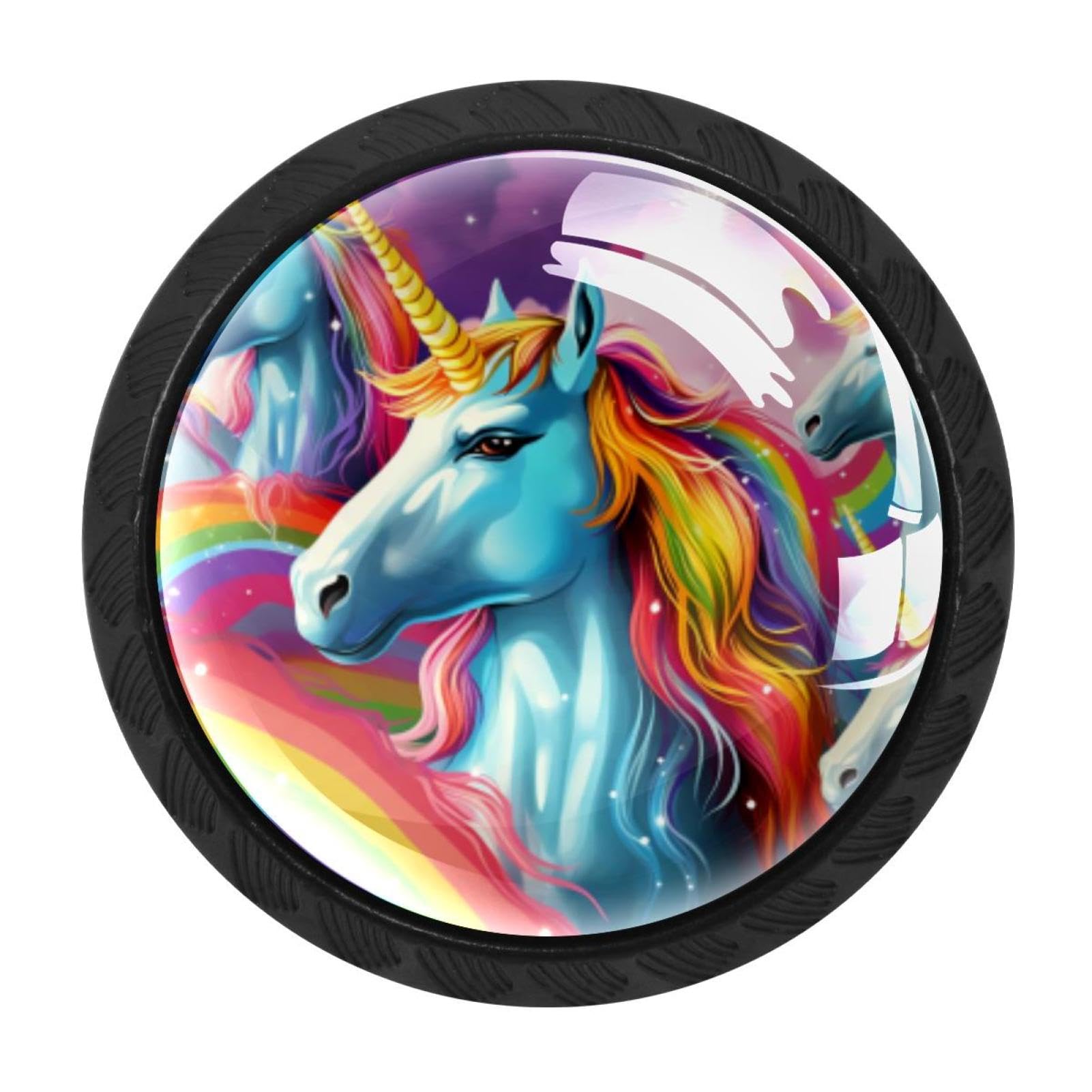 Chenzzzz Multicolored 10 4 Pcs Rainbow Unicorn Cabinet Knobs Crystal Drawer Pulls For Kitchen, Bathroom Cabinet, Dresser And Cupboard