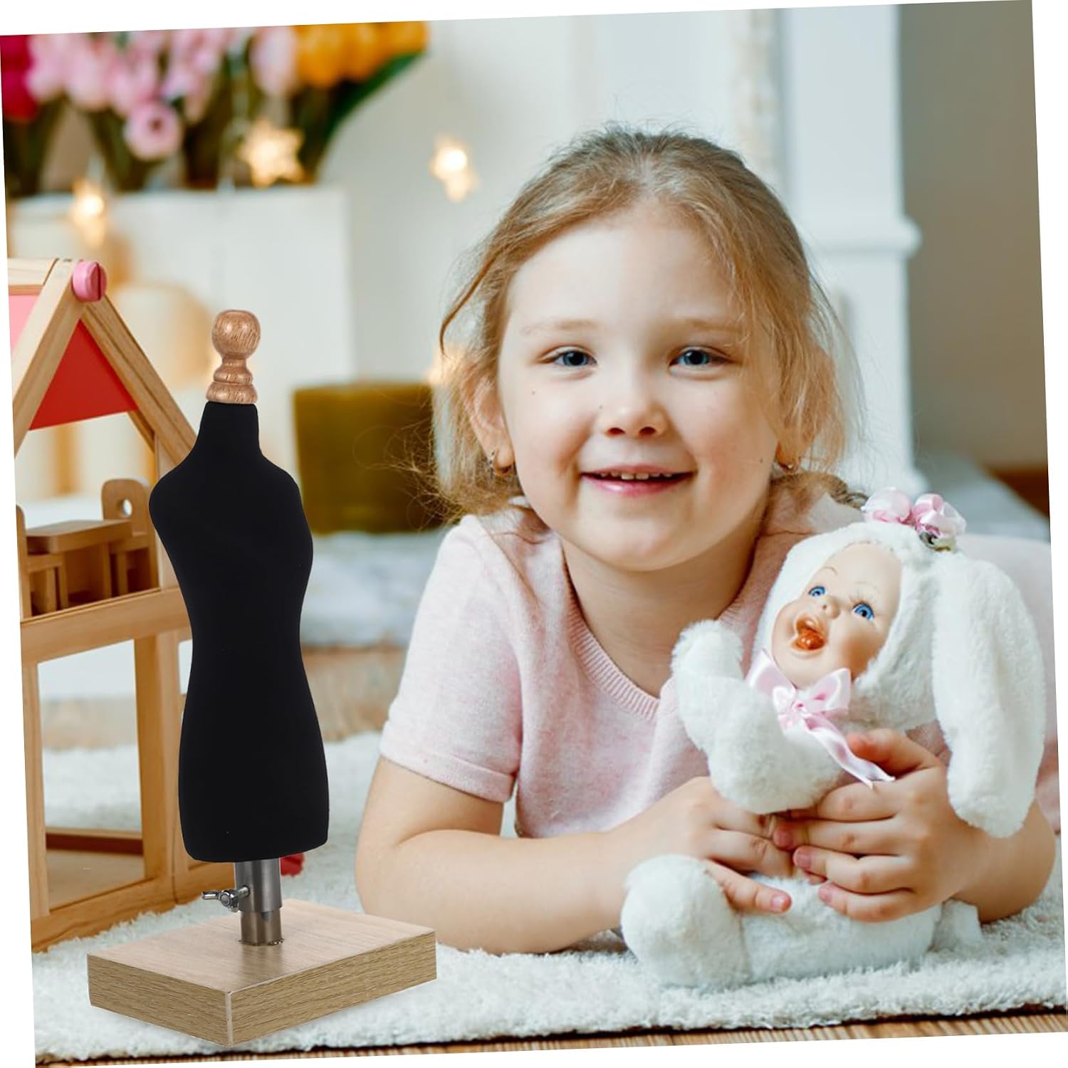 Mini Doll Garment Mannequin Model Stand for Boys and Girls, Black